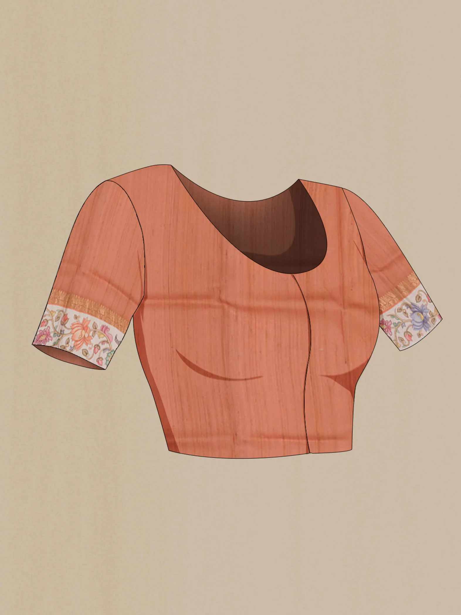 Peach Tussar Silk Saree - Image 4
