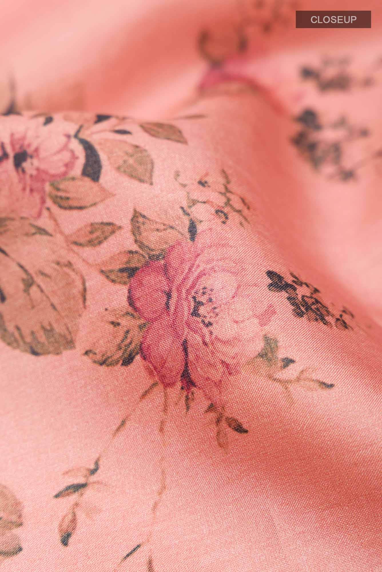 Peach Tussar Silk Saree - Image 2