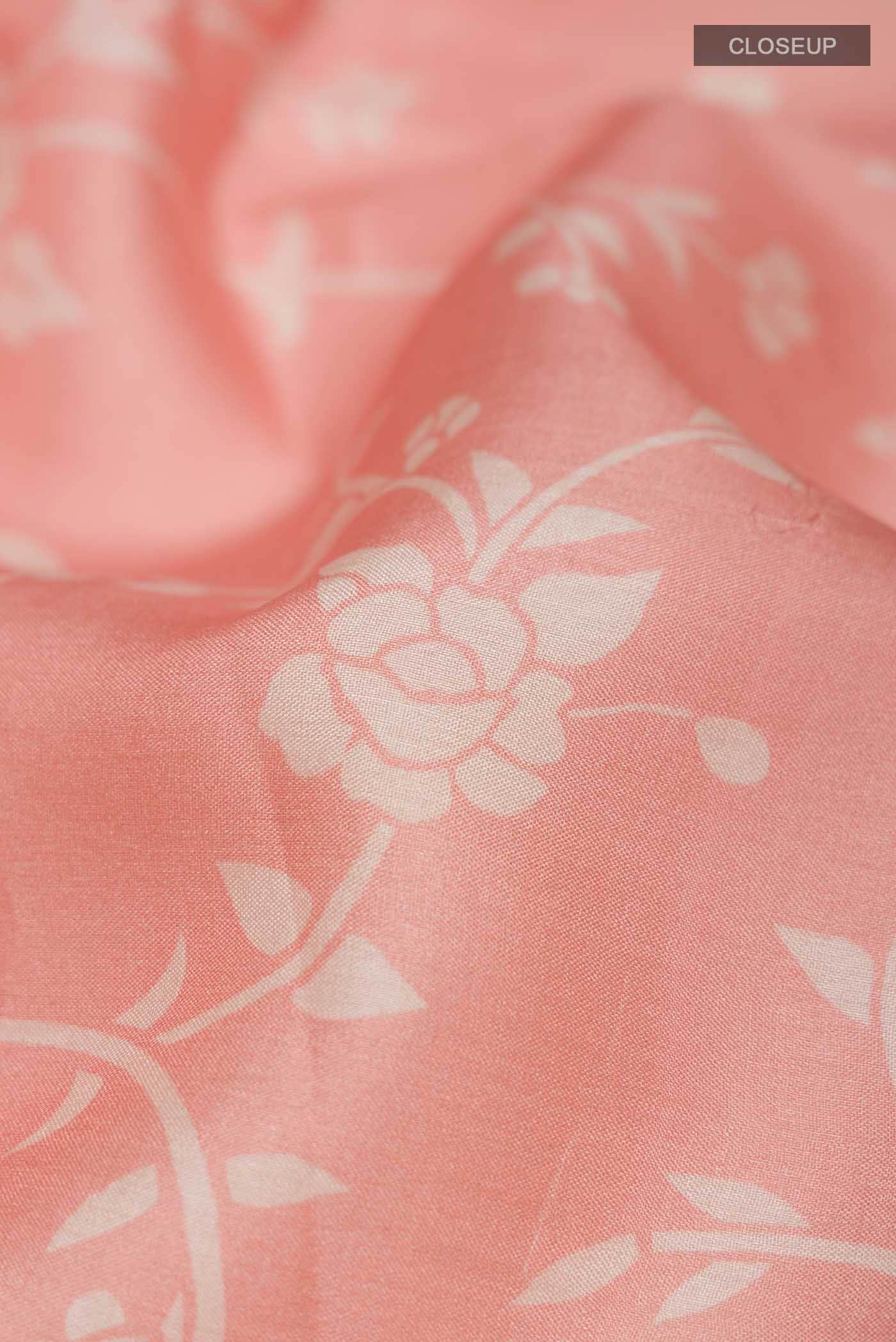 Peach Tussar Silk Saree - Image 2
