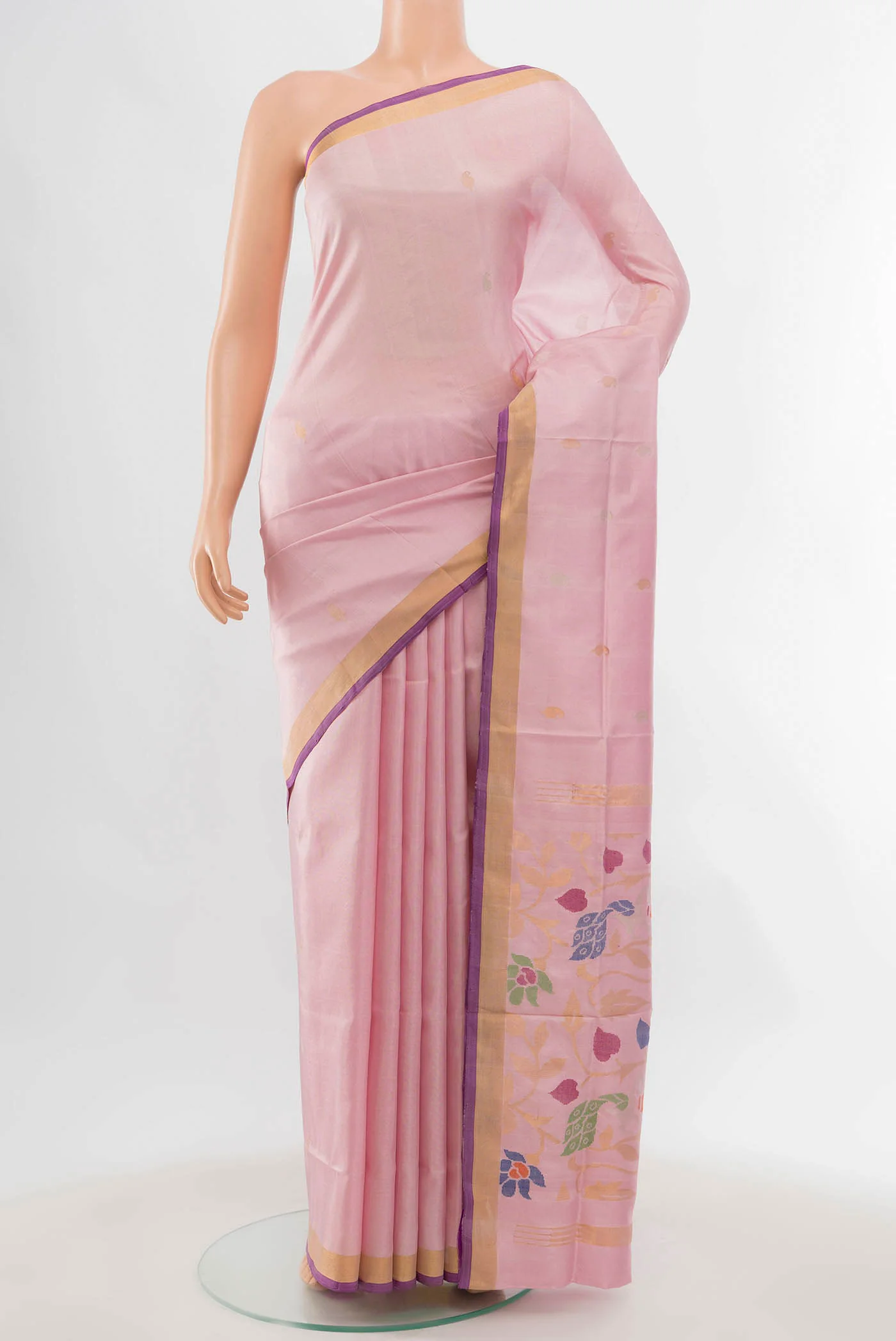 Rose pink Uppada Silk Saree