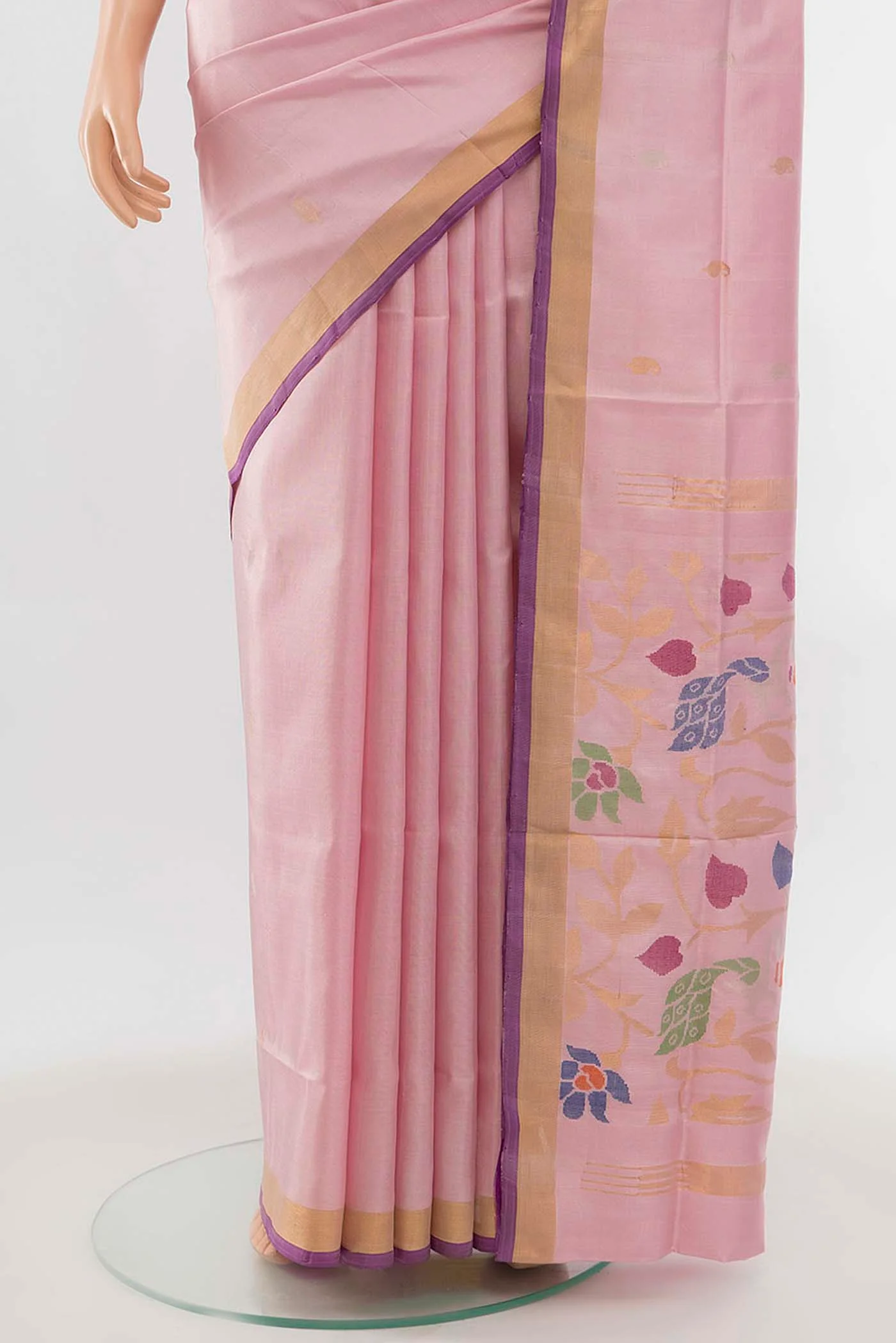 Rose pink Uppada Silk Saree - Image 3
