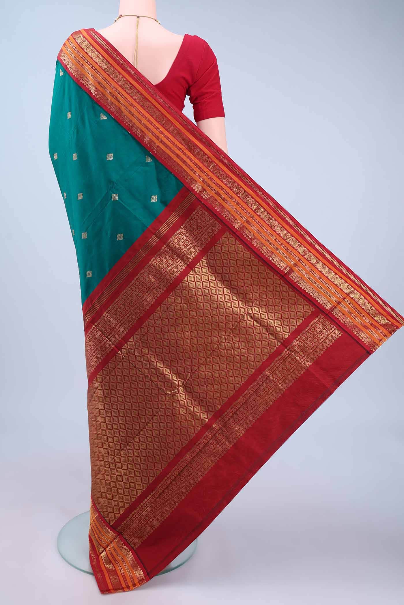 Peacock Blue Blended Bangalore Silk - kadyal Saree - Image 2
