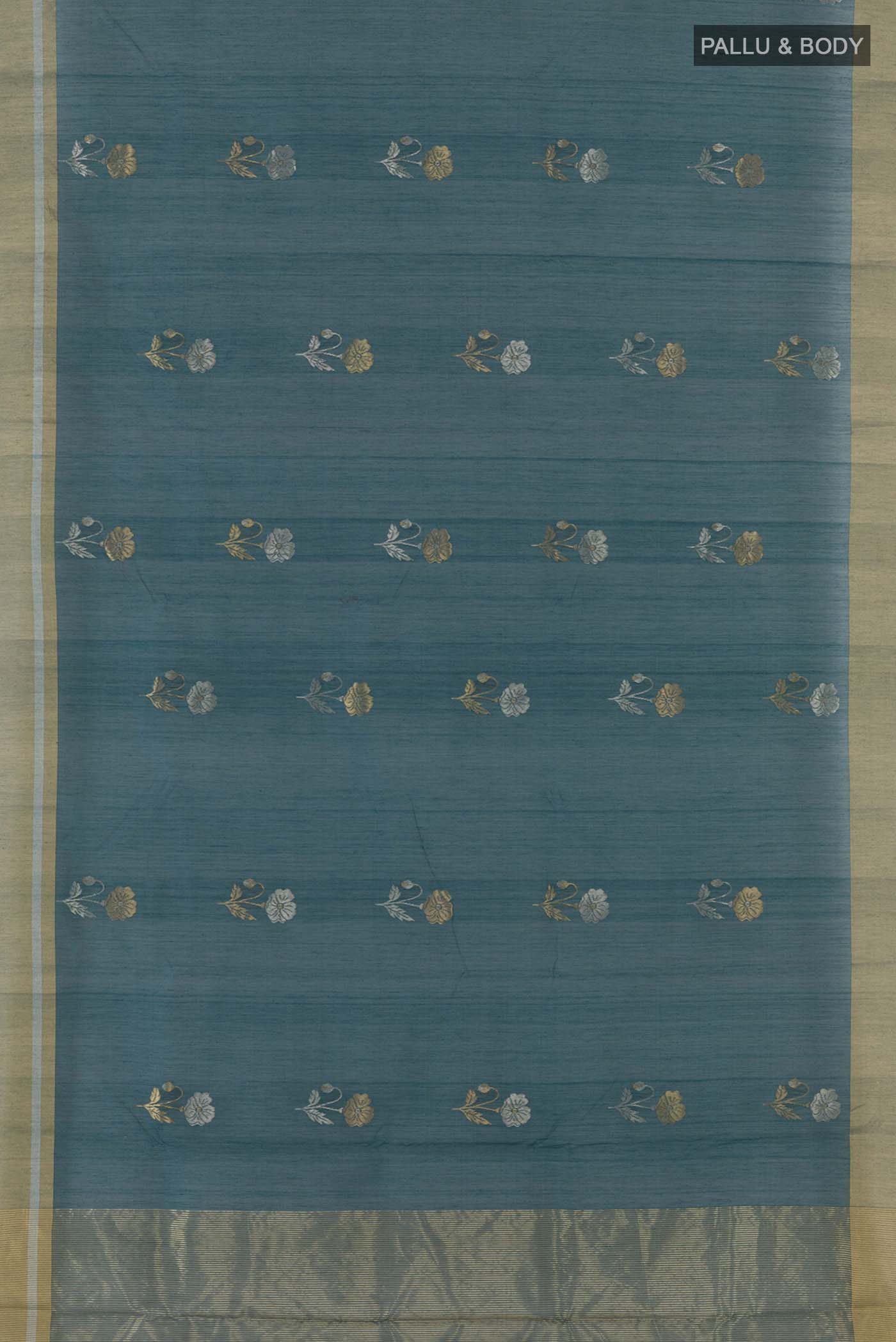 Peacock Blue Chanderi Silk Cotton Saree - Image 5