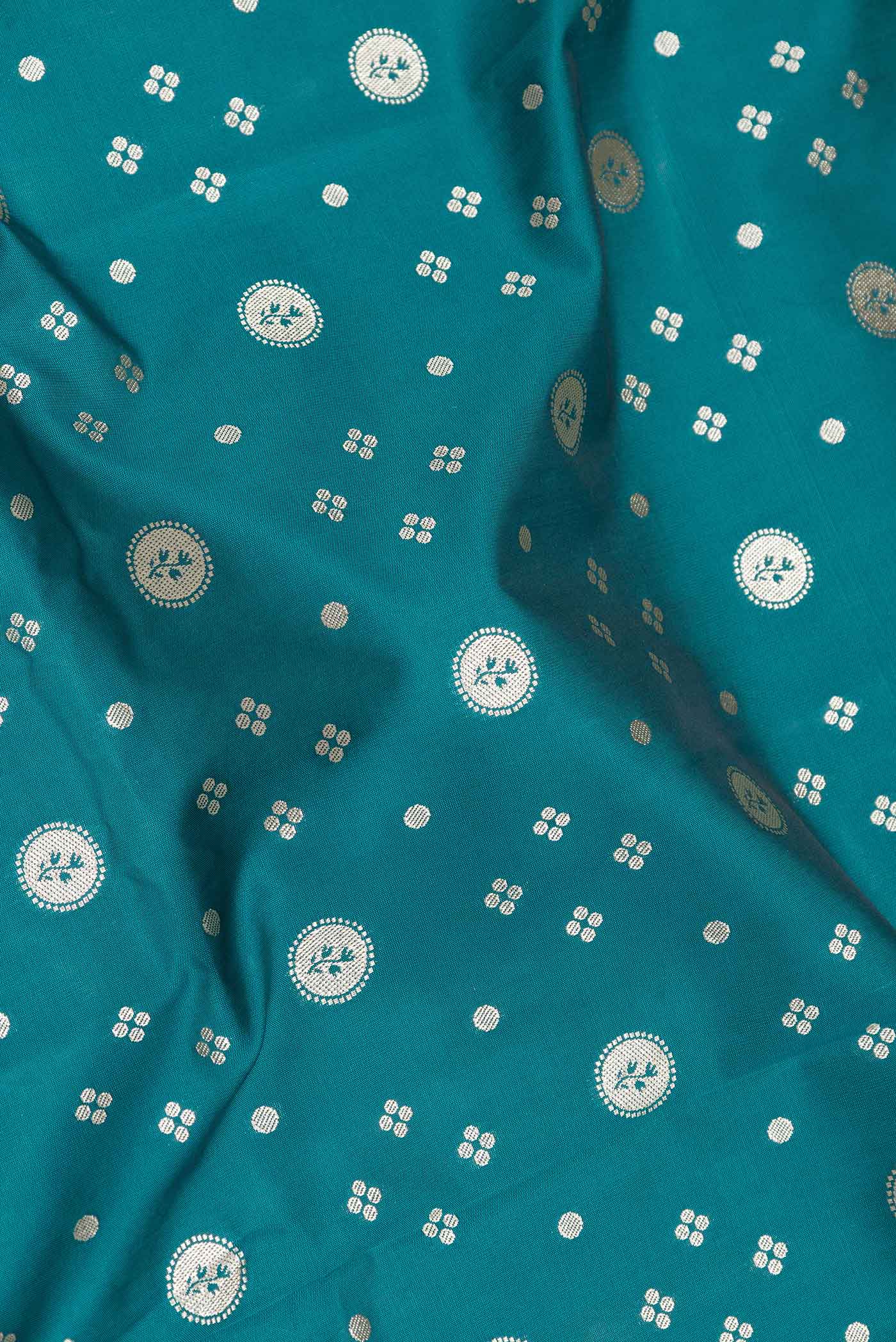 Peacock Blue Blended Banarasi Silk Saree - Image 2