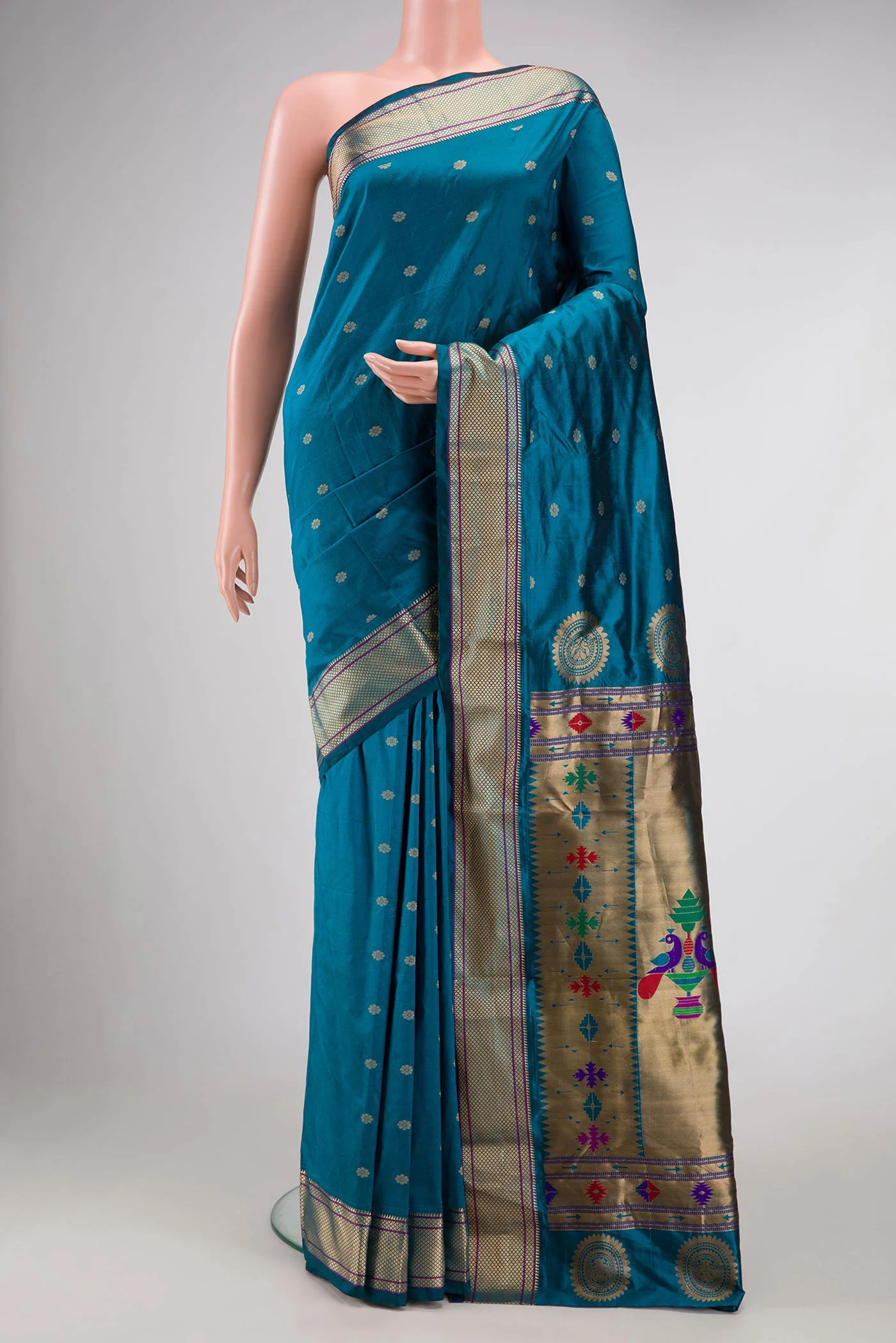 Blue Blended Paithani Silk Saree