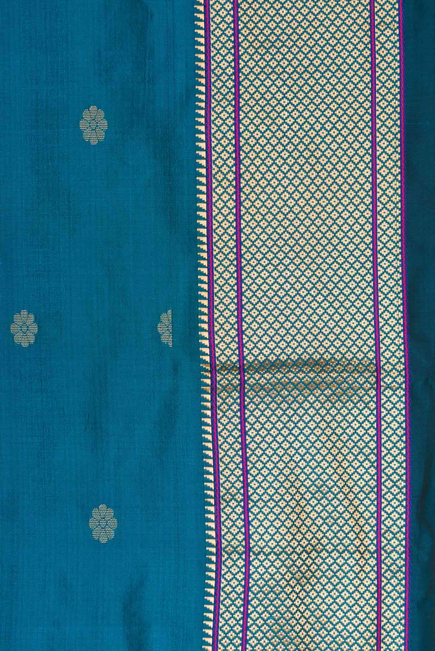 Blue Blended Paithani Silk Saree - Image 3