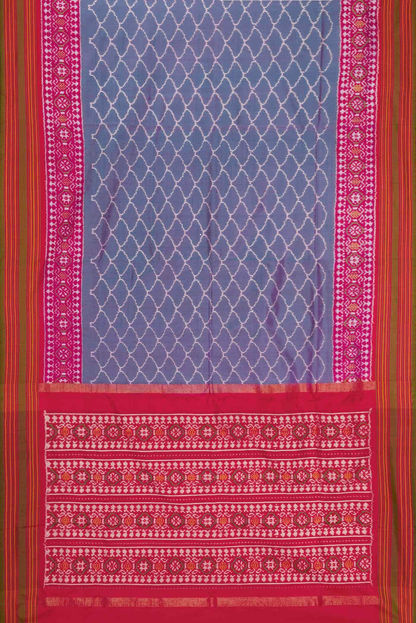 Purple Dual Tone Double Ikat Saree - Image 4