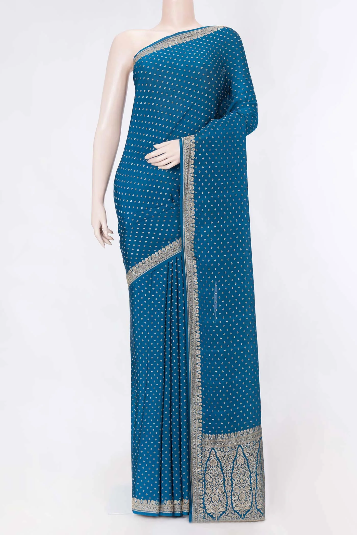 Peacock Blue Dual Tone Georgette Saree