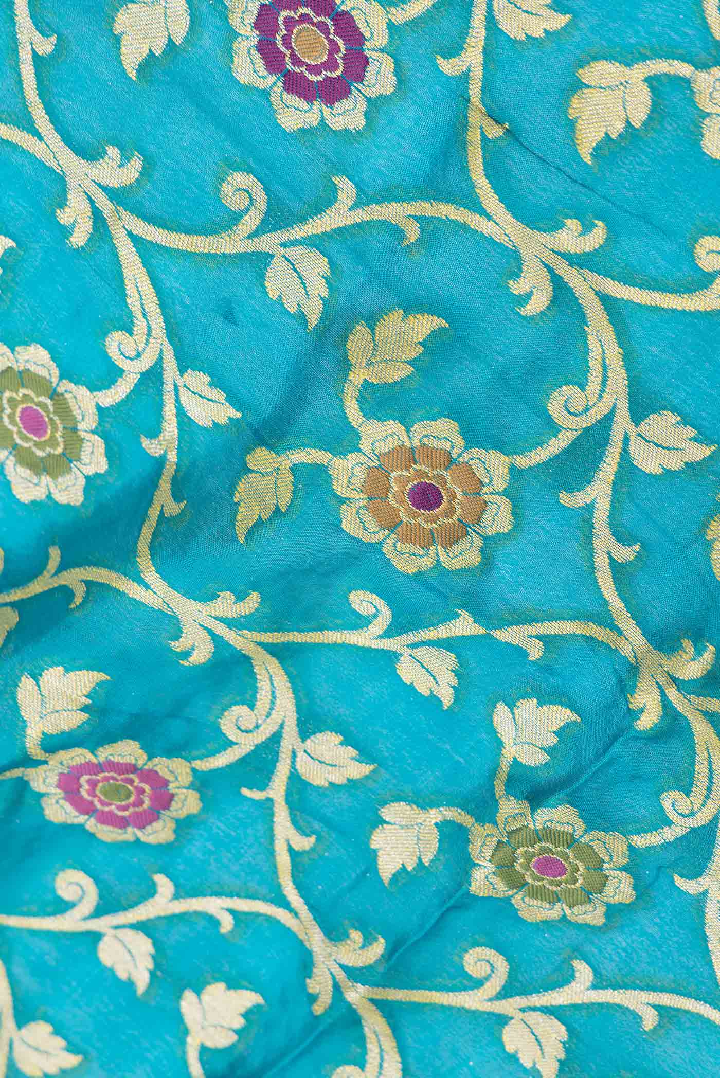 Peacock Blue Dual Tone Georgette Saree - Image 2