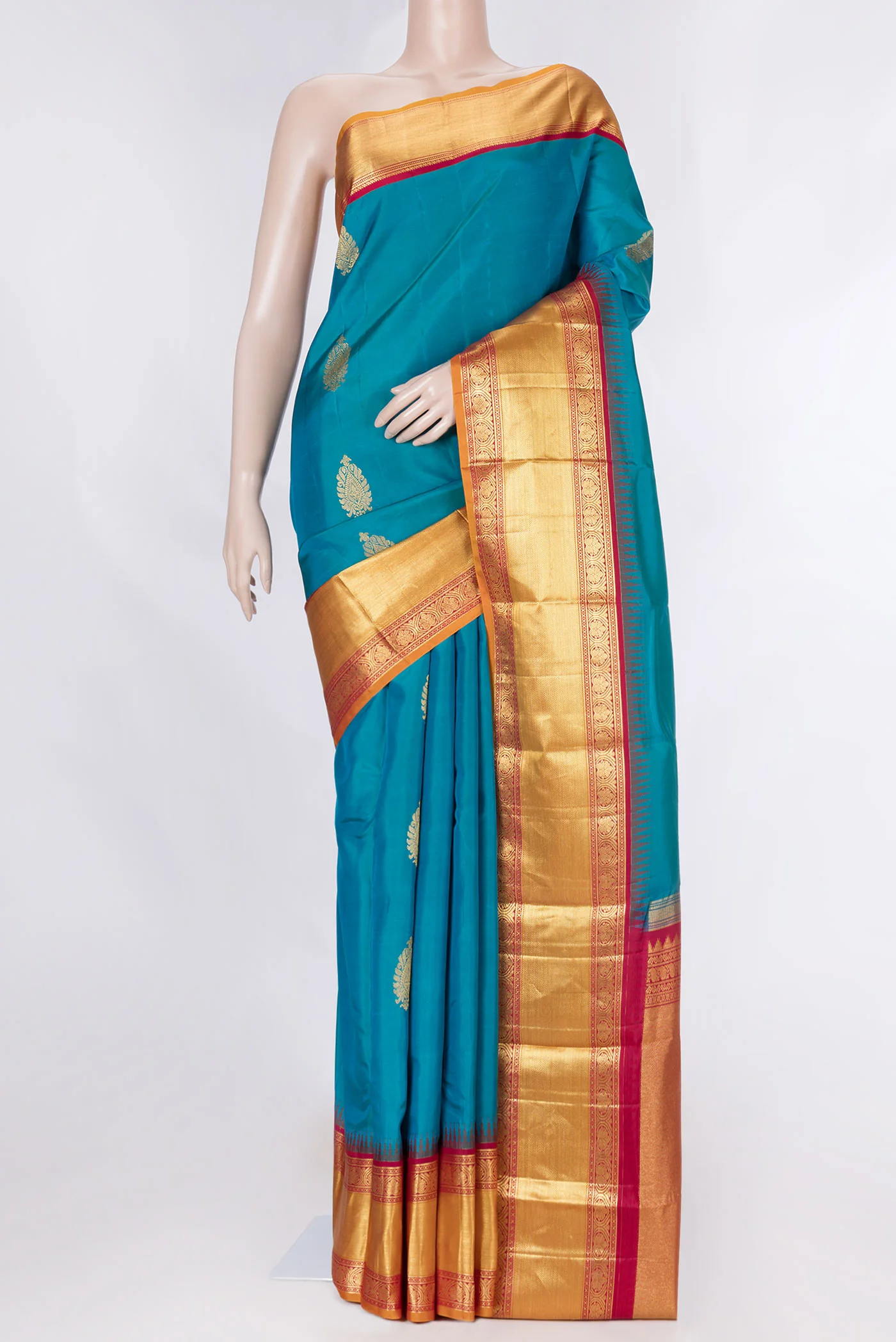 Peacock Blue Dual Tone Kanjivaram Saree