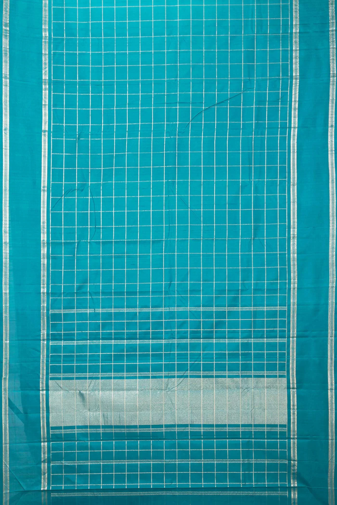 Peacock Blue Dual Tone Kanchipuram Saree - Image 6