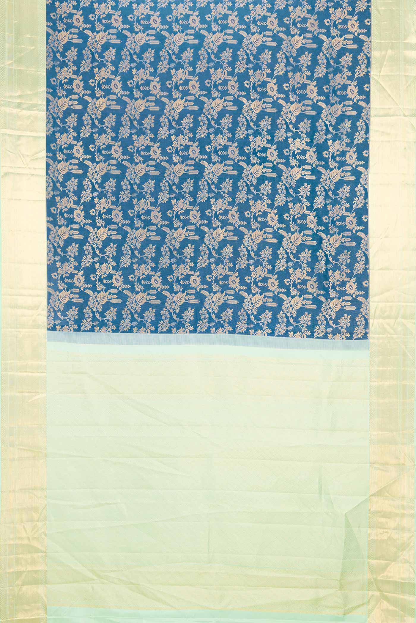 Peacock Blue Dual Tone Kanchipuram Saree - Image 6