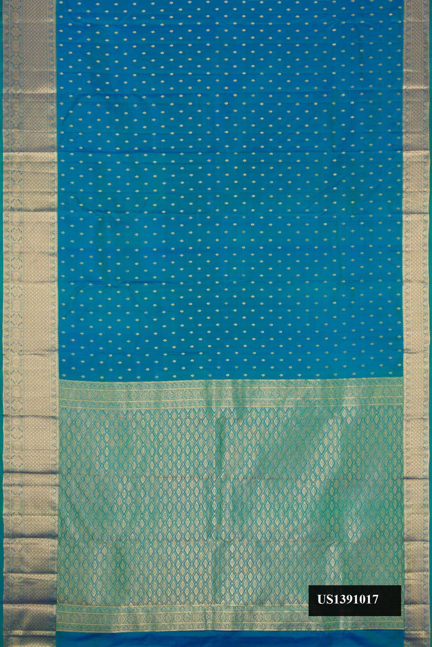Peacock Blue Dual Tone Kanchipuram Silk Saree