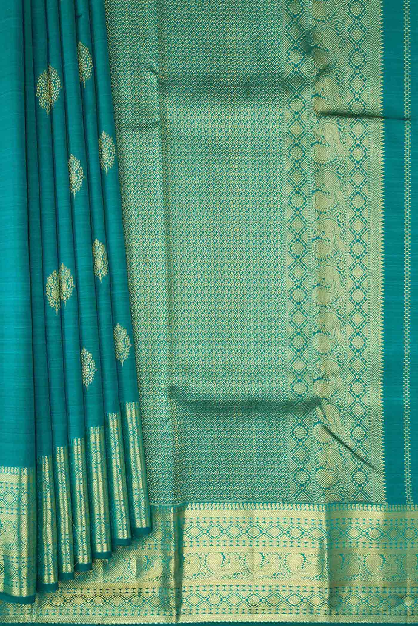 Blue Kanchipuram Silk Saree - Image 4