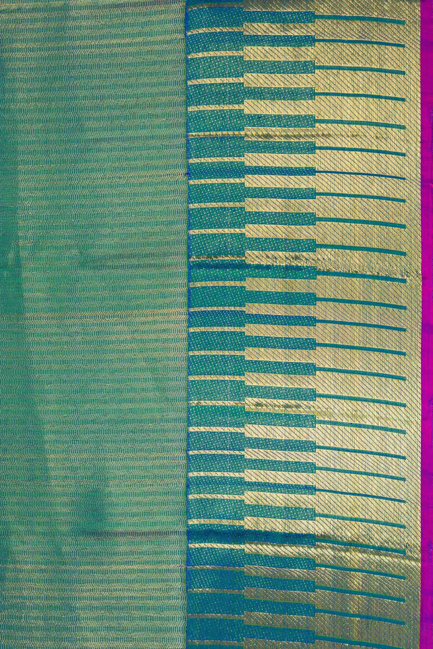 Peacock Blue Dual Tone Kanchipuram Silk Saree - Image 3
