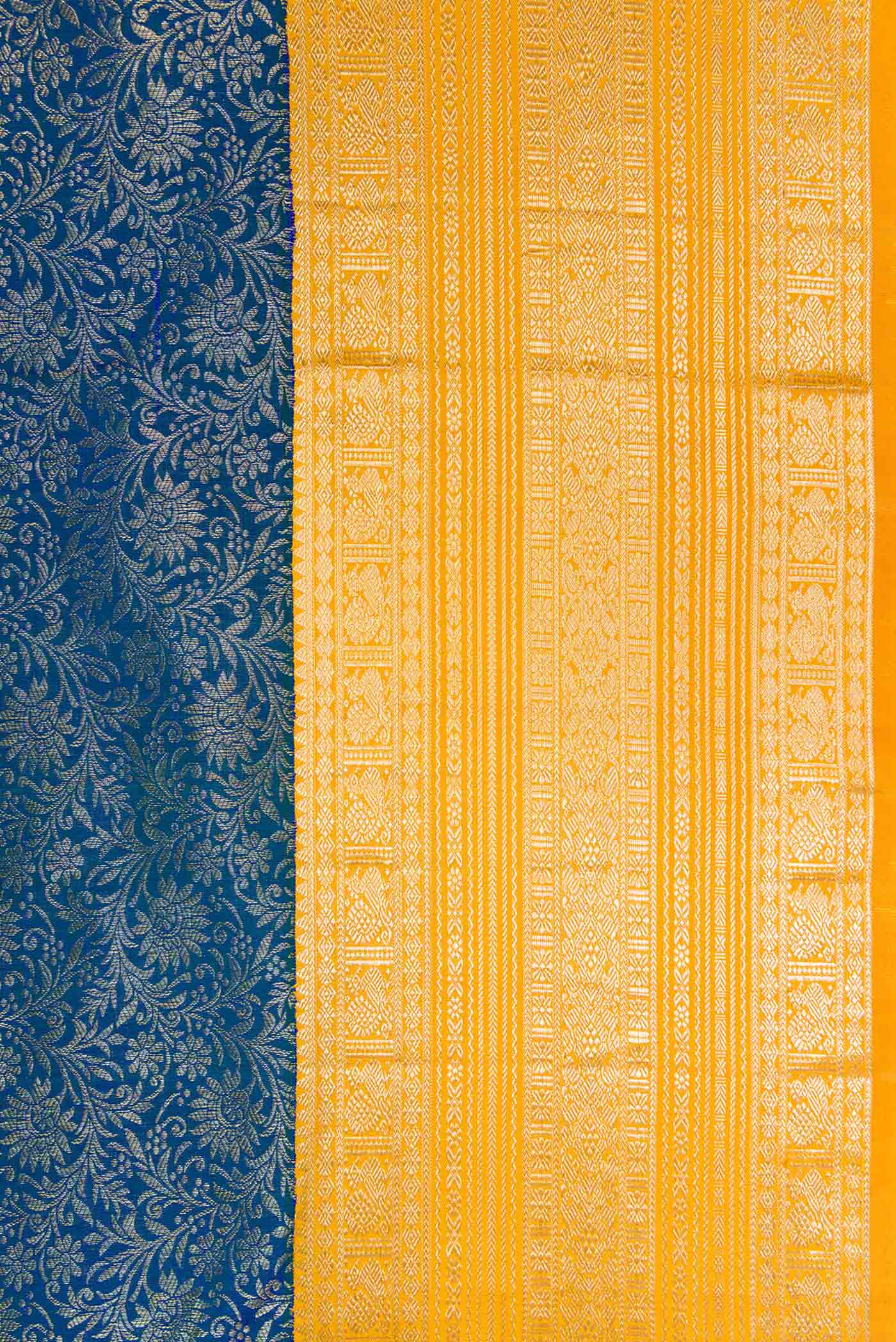 Peacock Blue Kanchipuram Silk Saree - Image 3