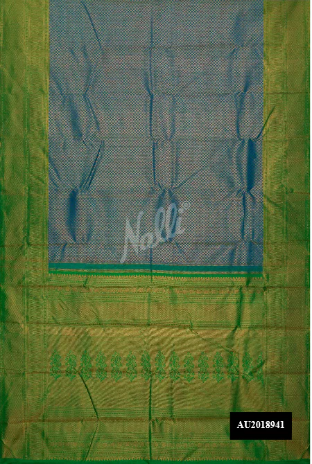 Peacock Blue Dual Tone Kanchipuram Silk Saree