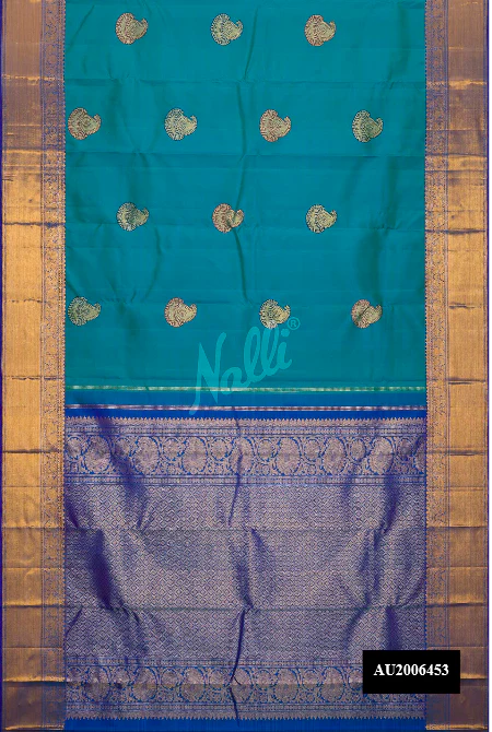 Peacock Blue Dual Tone Kanchipuram Silk Saree