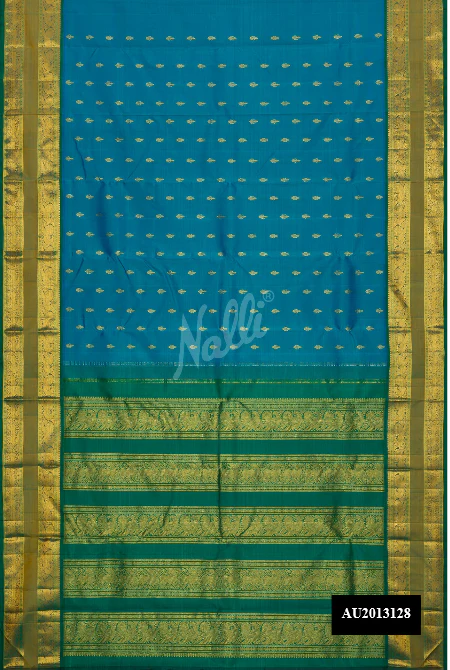 Peacock Blue Dual Tone Kanchipuram Silk Saree