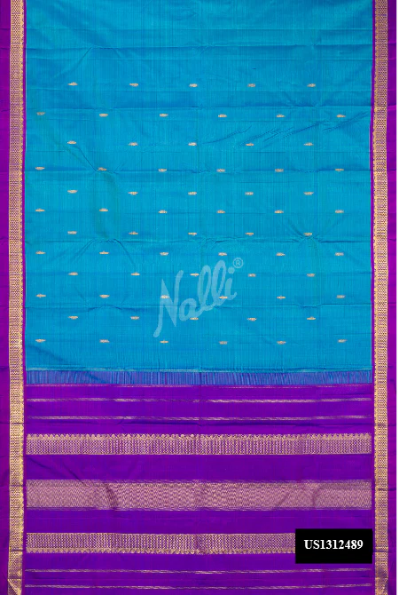 Peacock Blue Dual Tone Kanchipuram Silk Saree