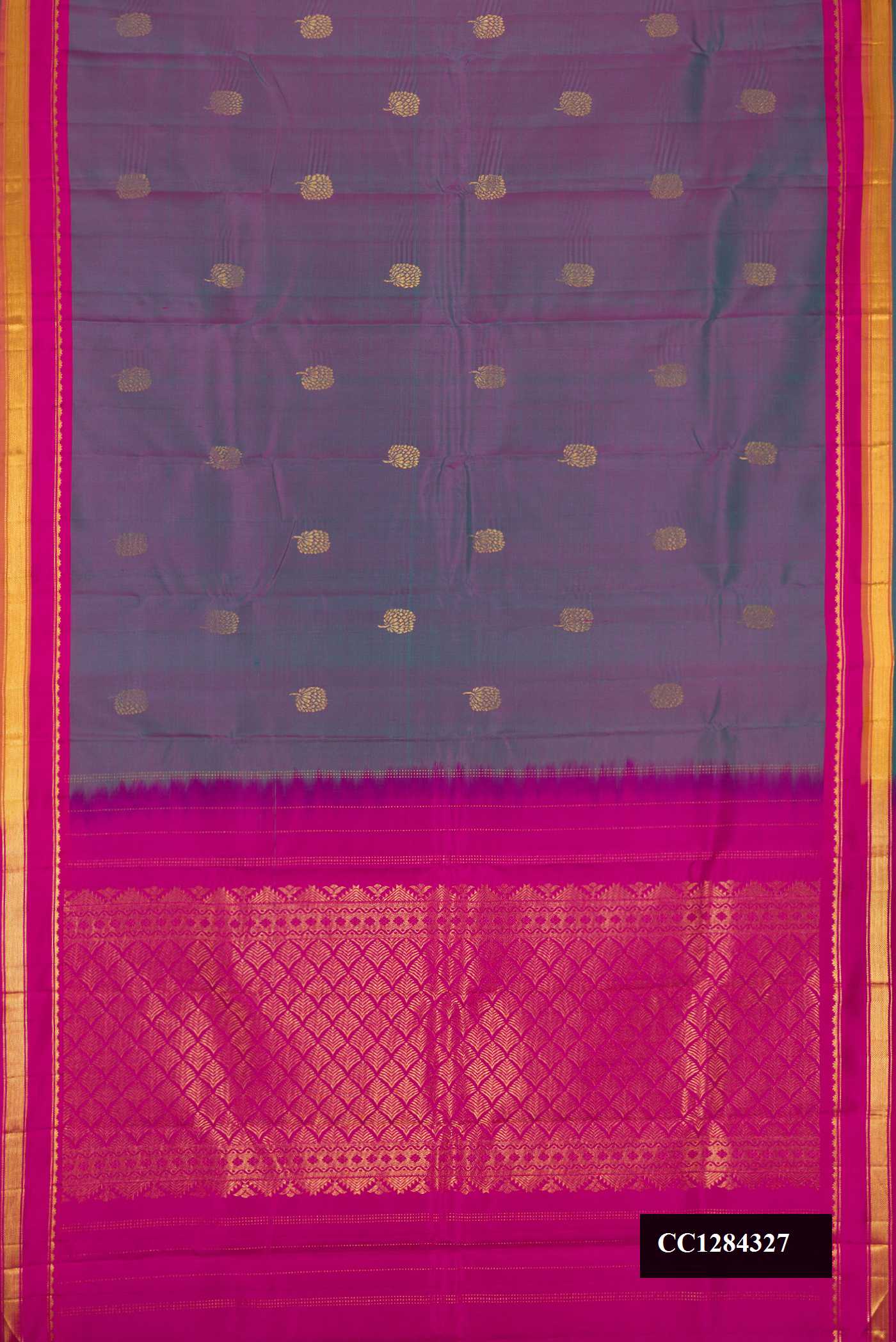 Peacock Blue Dual Tone Kanchipuram Silk Saree