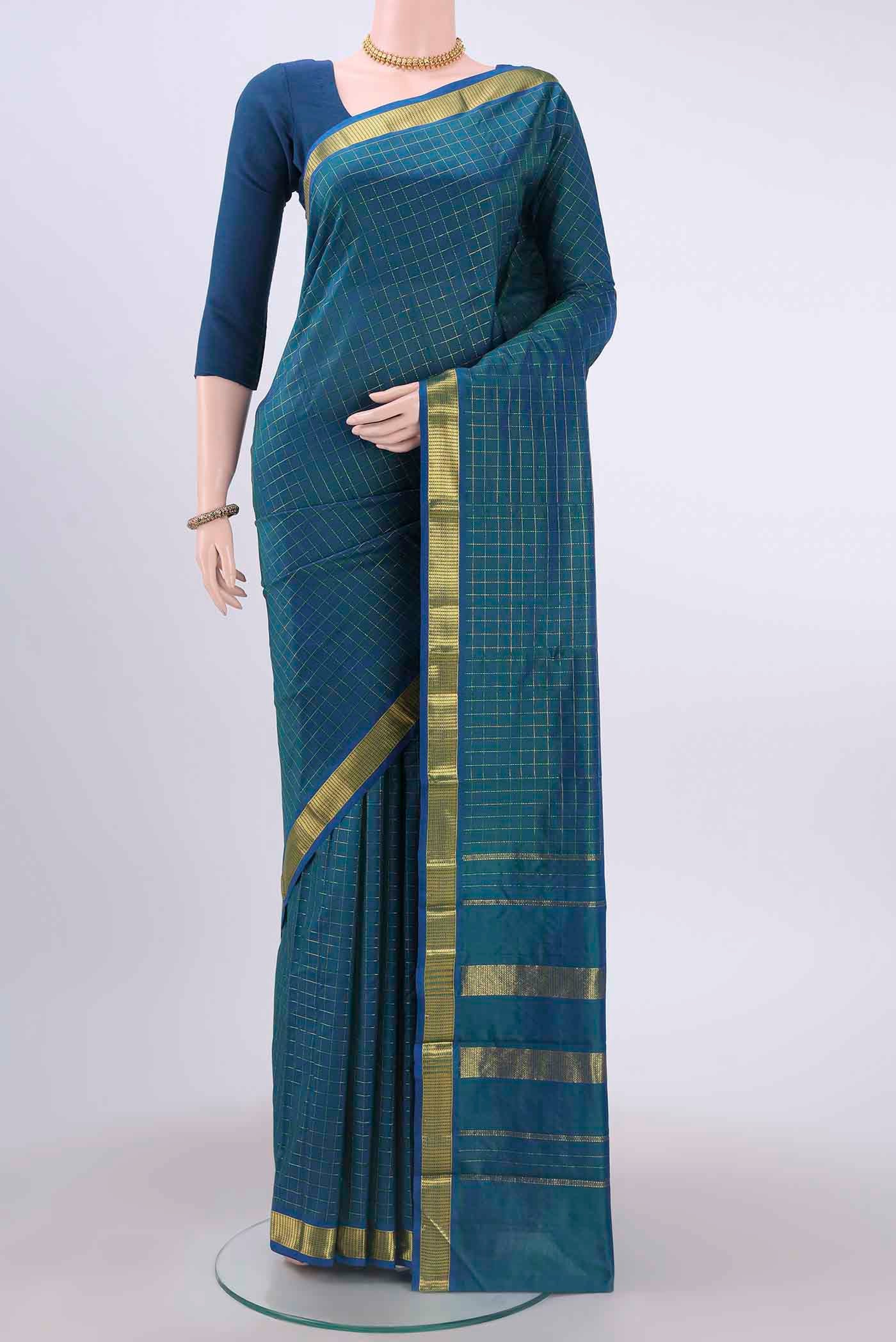 Peacock Blue Dual Tone Kanchipuram Silk Saree