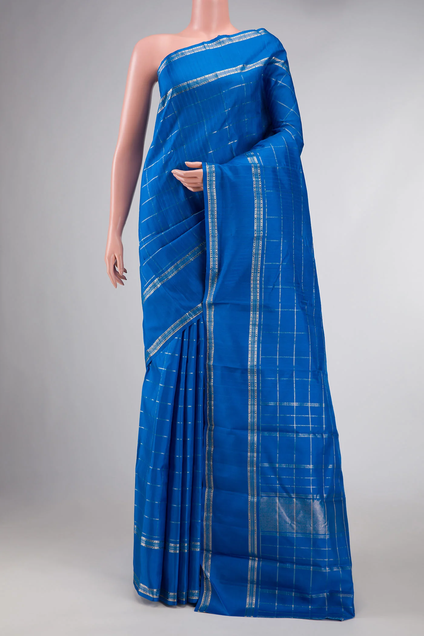Peacock Blue Dual Tone Kanchipuram Silk Saree