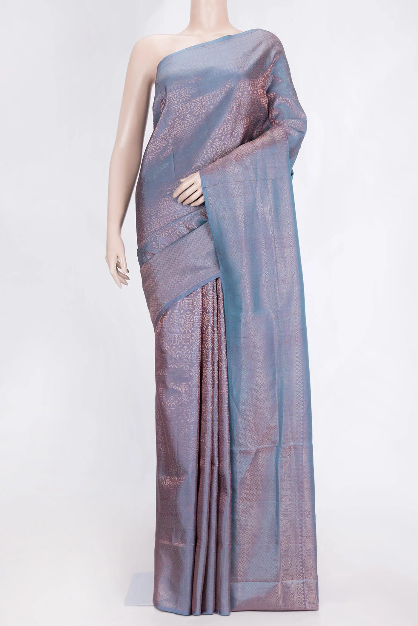 Lavender with BLue Color Soft Silk Saree