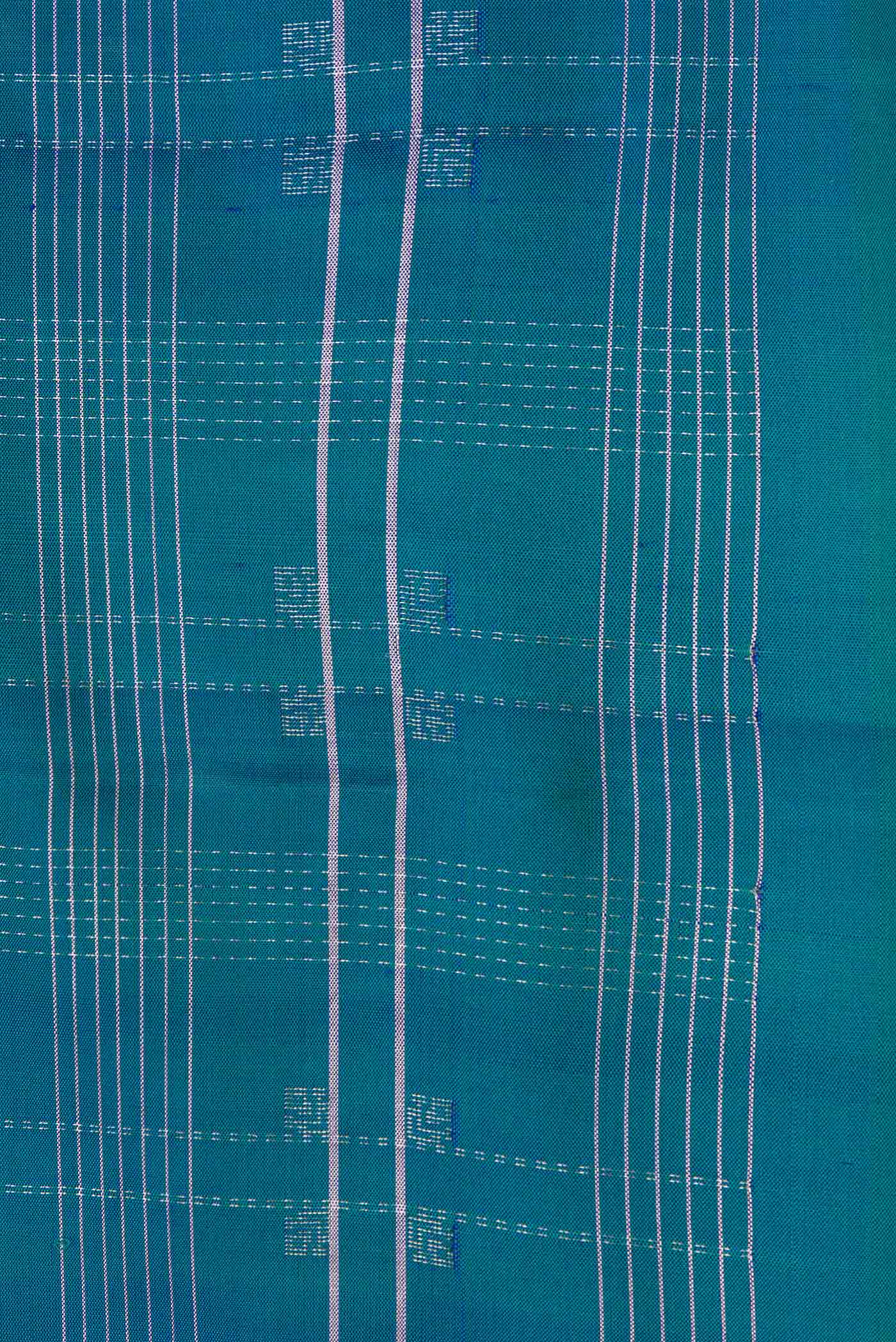 Peacock Blue Soft Silk Saree - Image 3