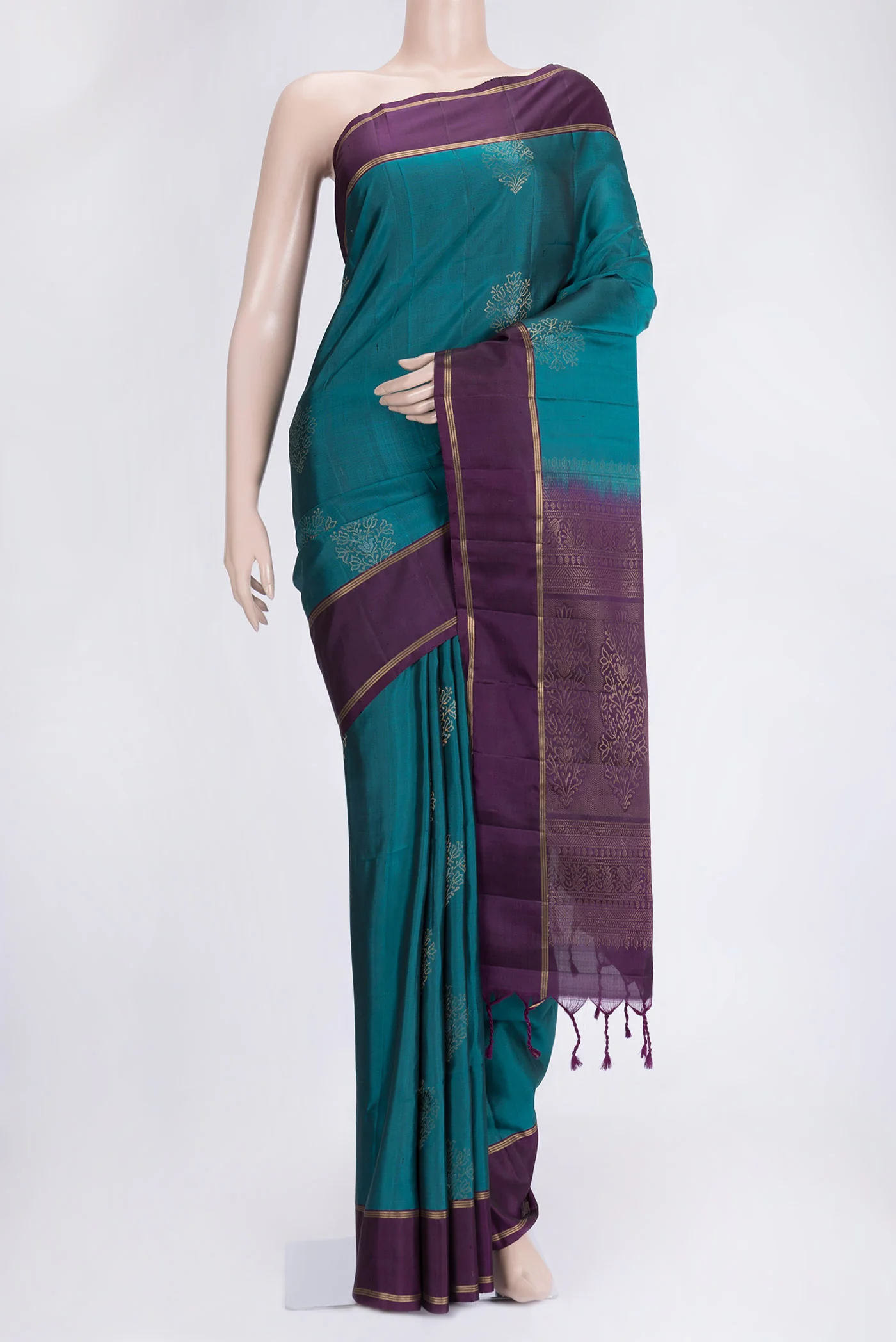 Peacock Blue Soft Silk Saree