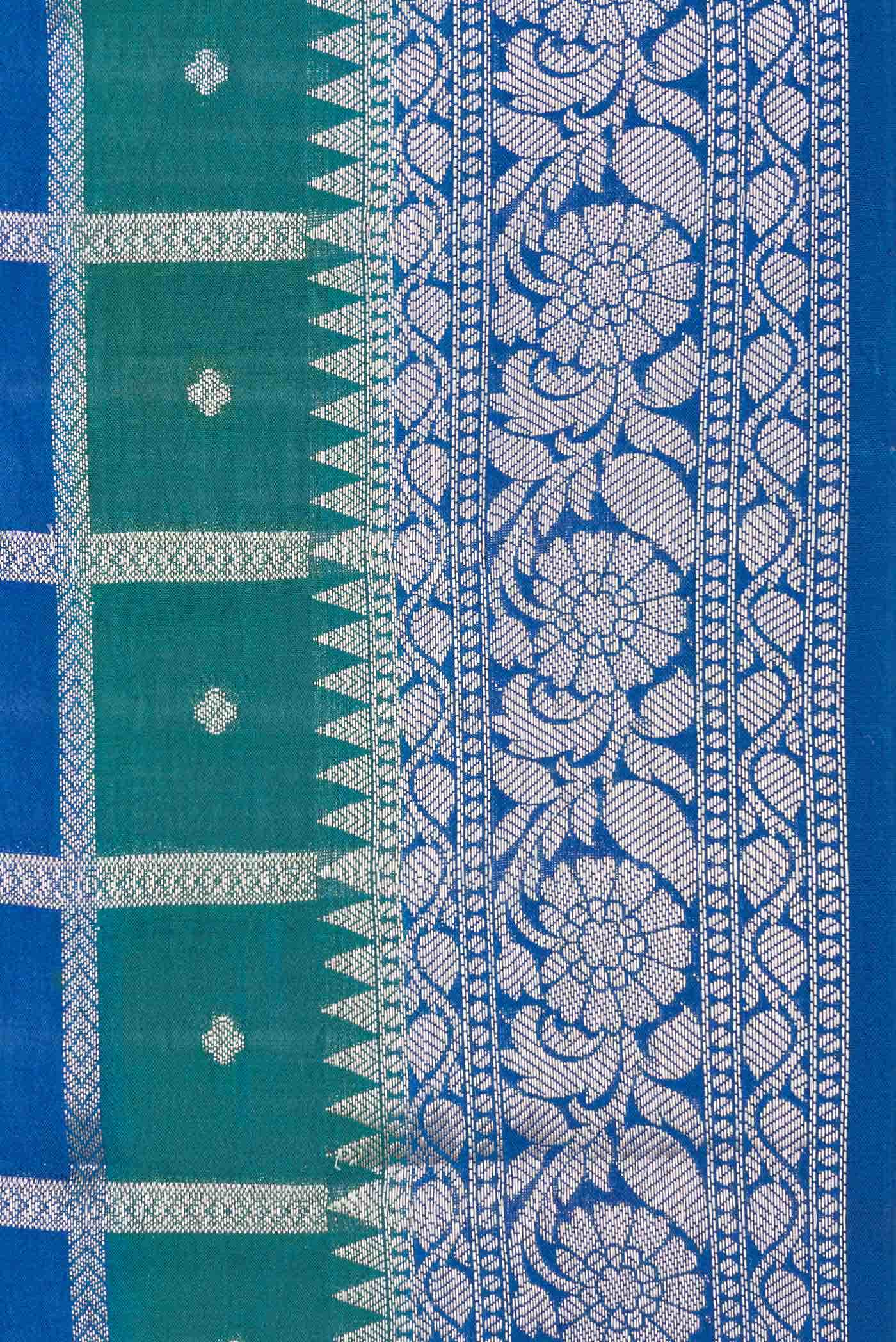 Blue Banarasi Raw Silk Saree - Image 3