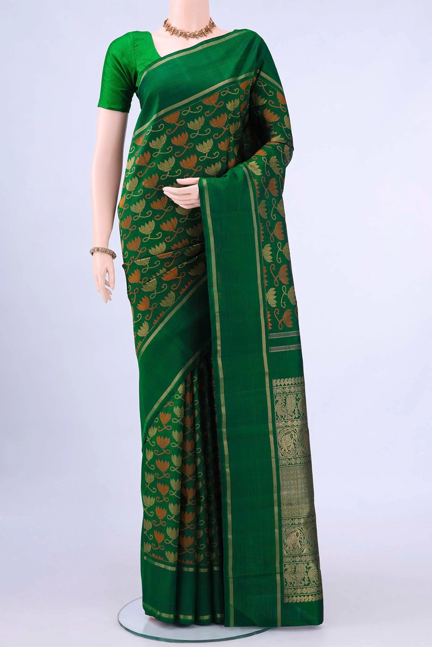 Peacock Blue Kanchipuram Saree
