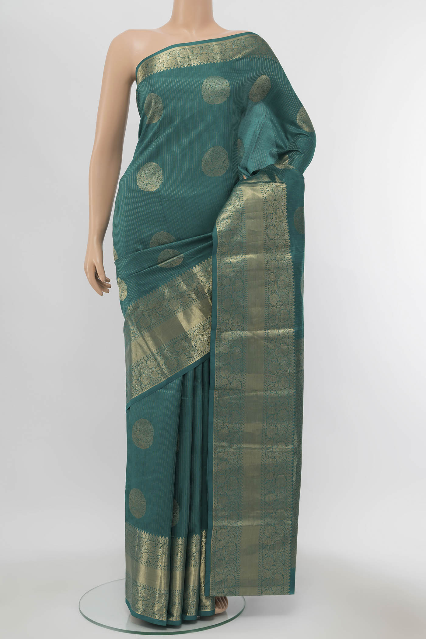 Peacock Blue Kanchipuram Silk Saree