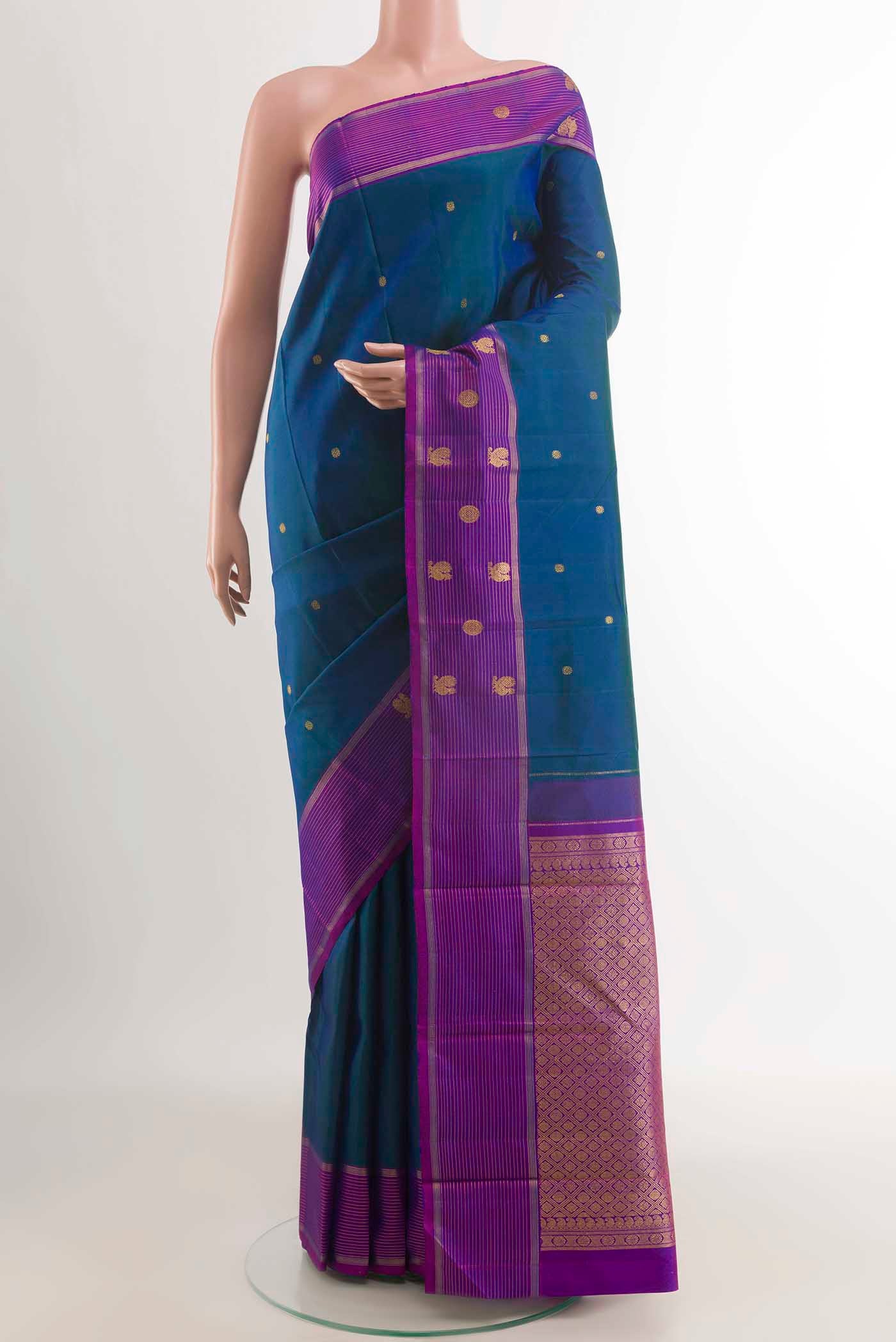 Peacock Blue Kanjivaram Silk Saree