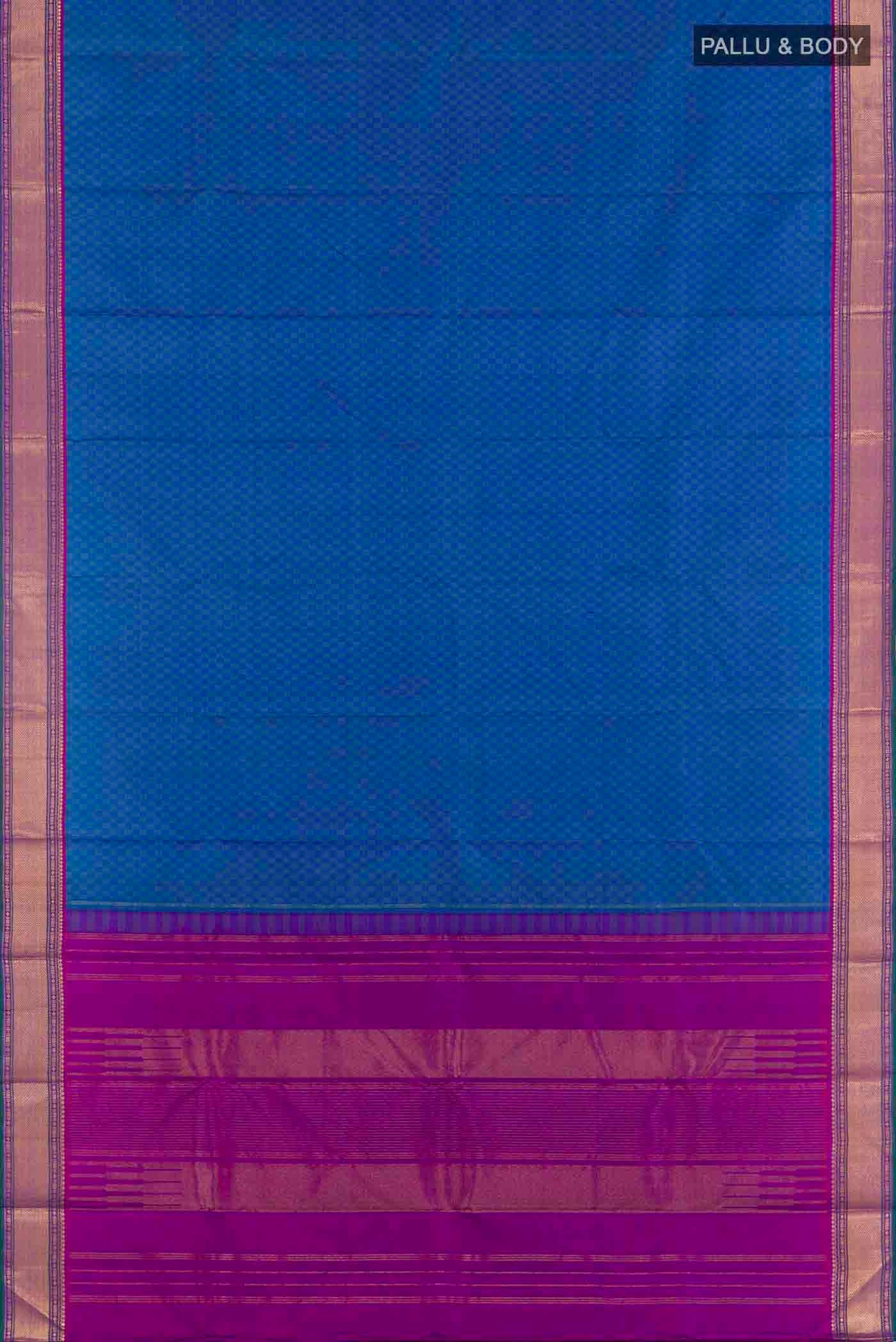 Peacock Blue Kanchipuram Silk Saree - Image 6