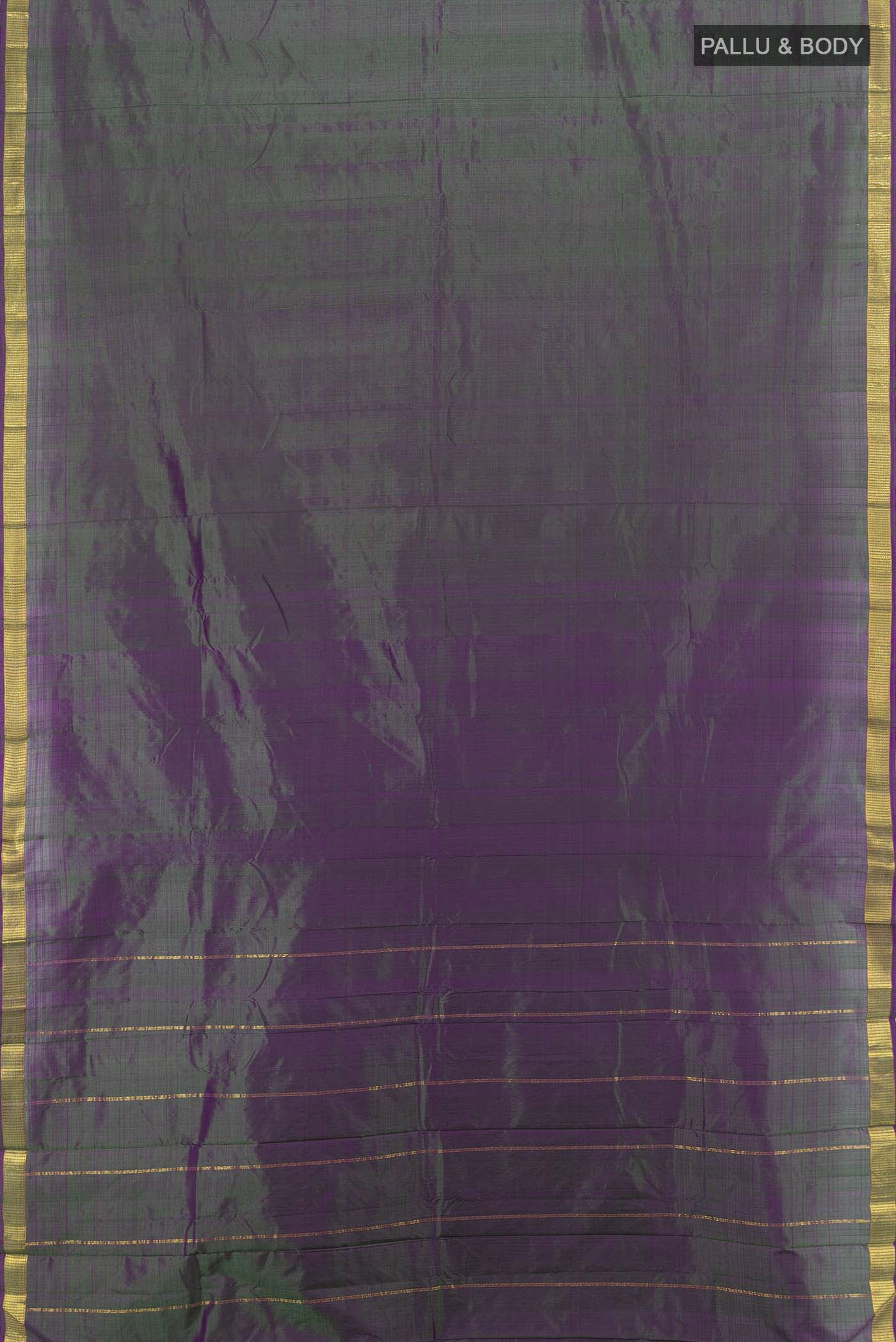 Green with Violet Color Kanchipuram Silk Saree - Image 5