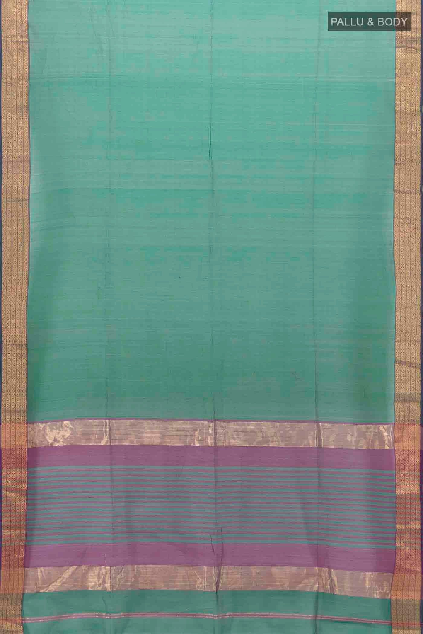 Peacock Blue Maheshwari Silk Cotton Saree - Image 5