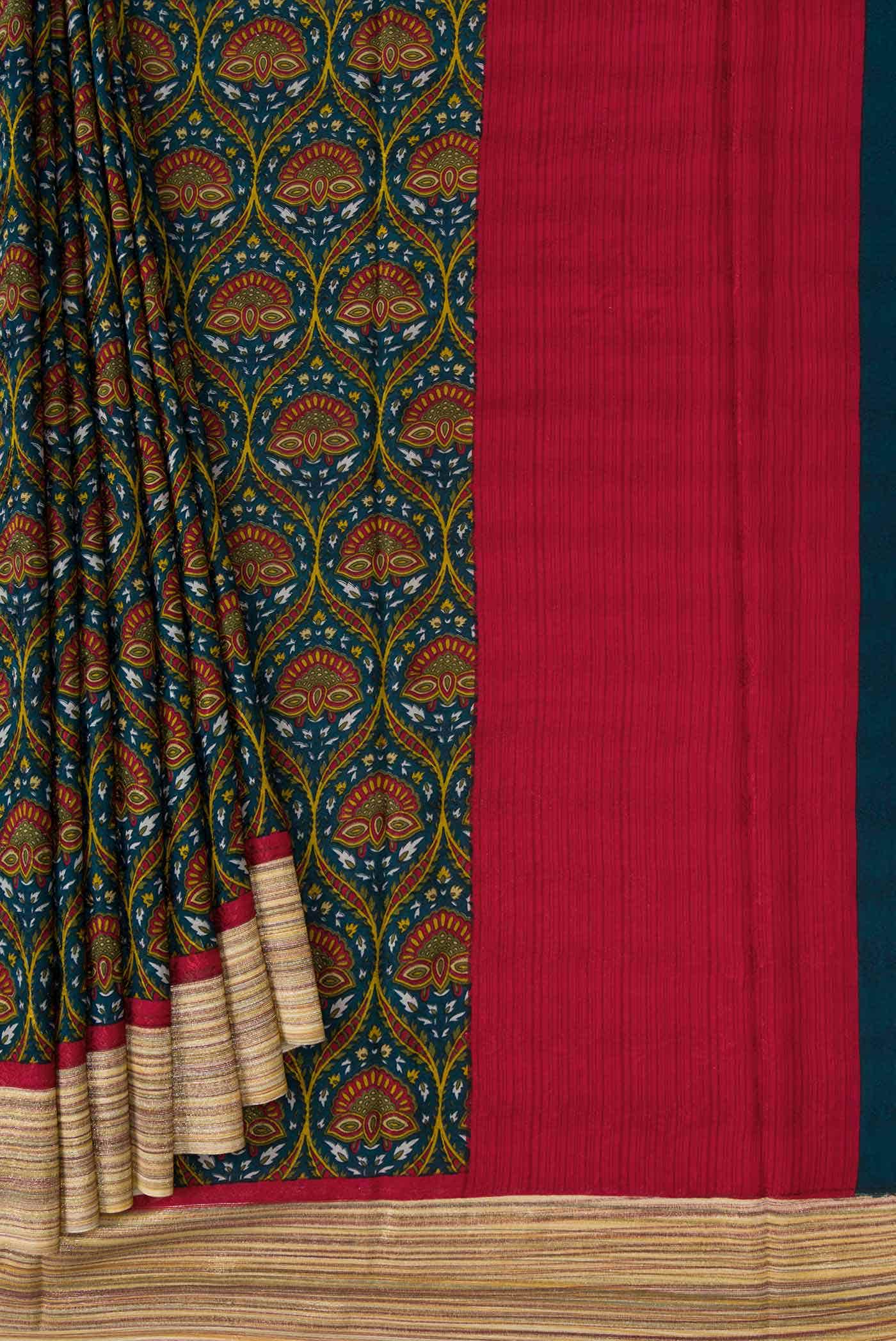 Multicolor Mysore Crepe Saree - Image 2