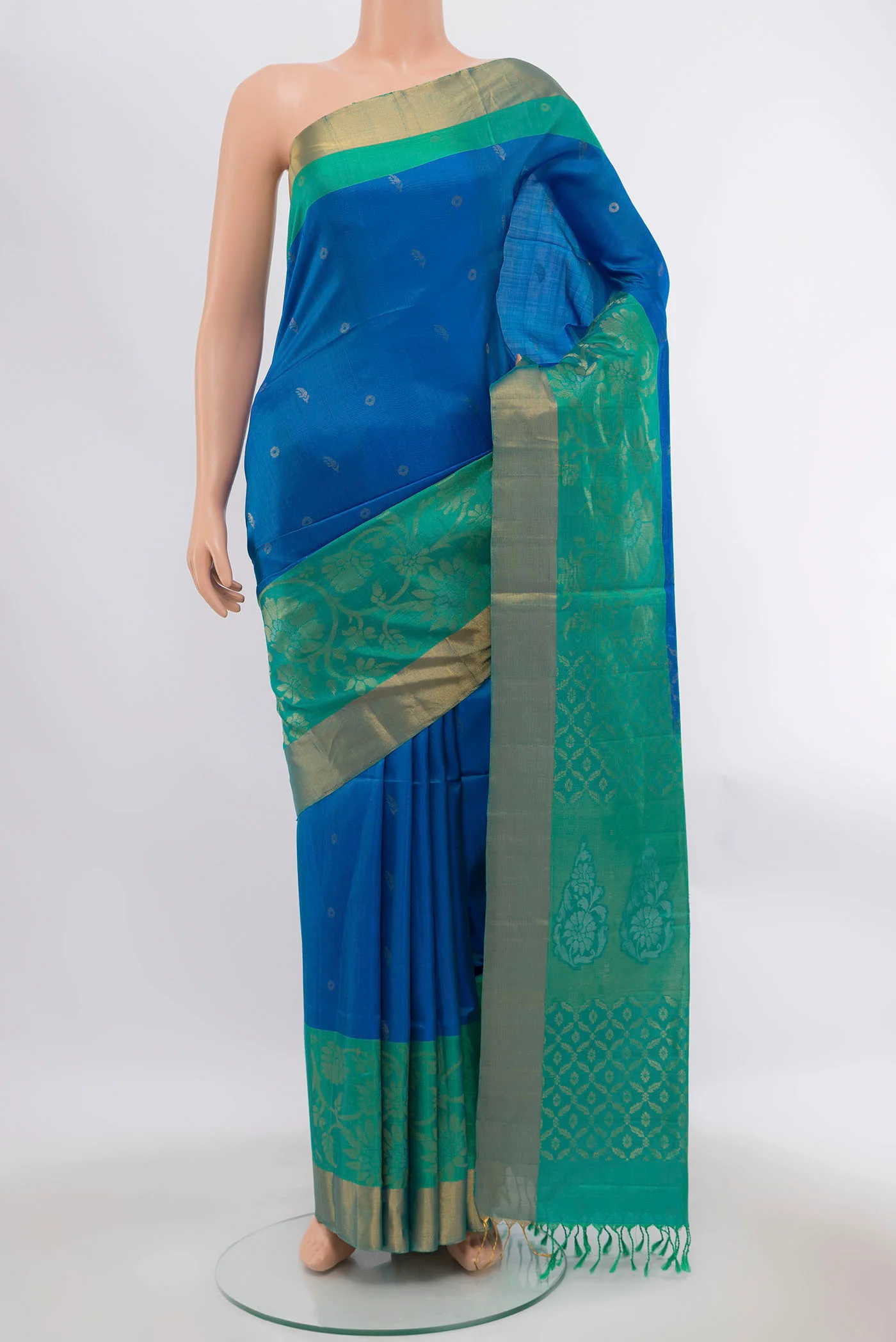 Peacock Blue Soft Silk Saree