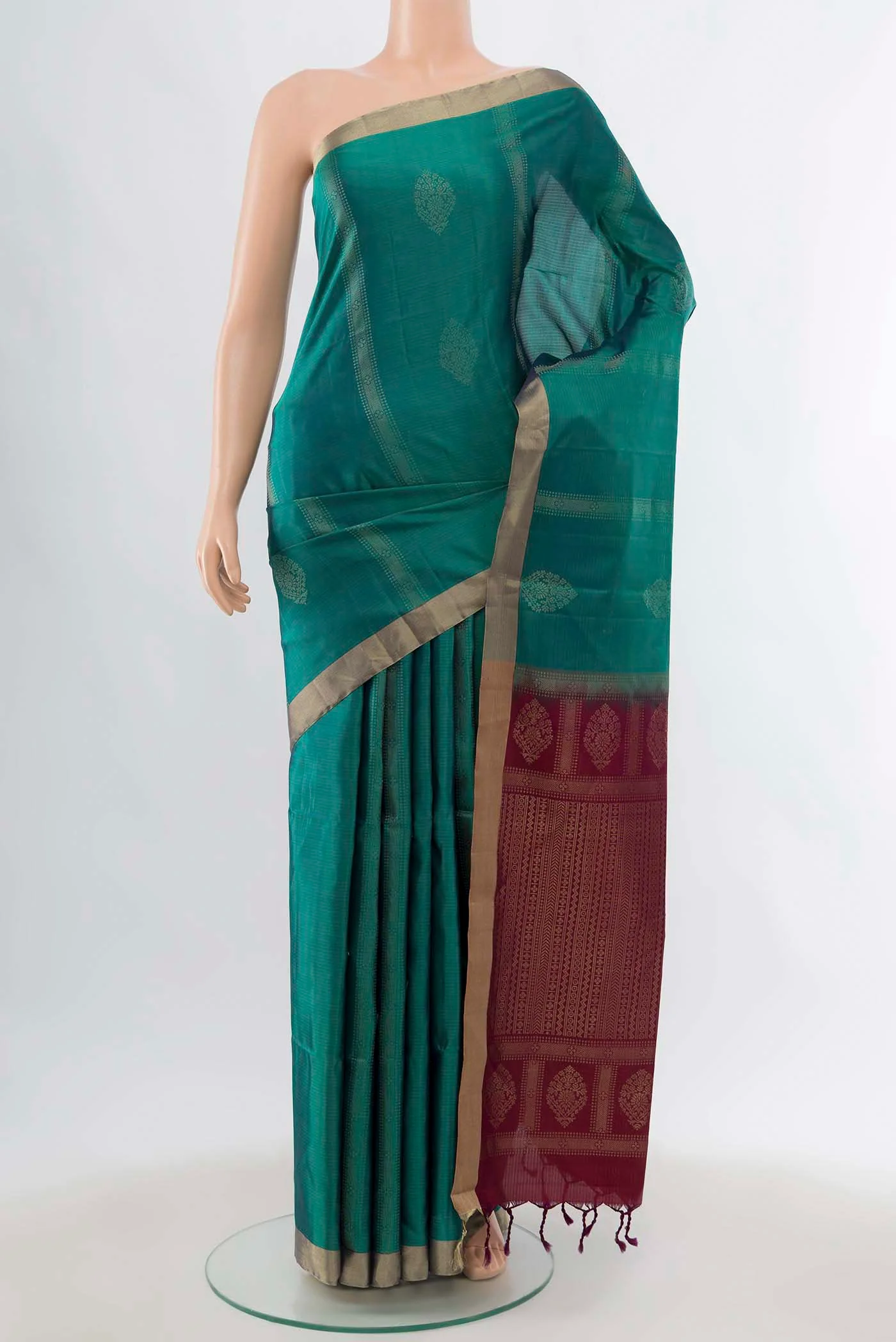 Peacock Blue Soft Silk Saree