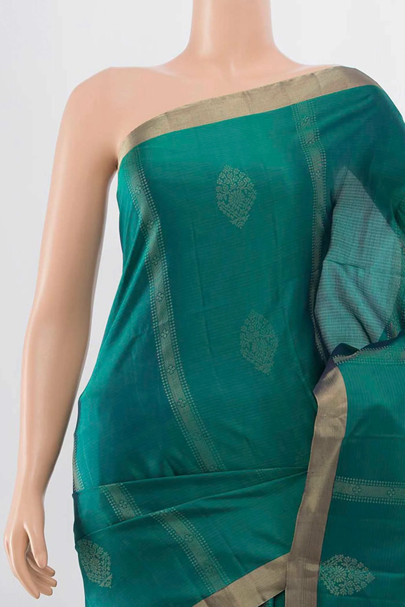 Peacock Blue Soft Silk Saree - Image 2