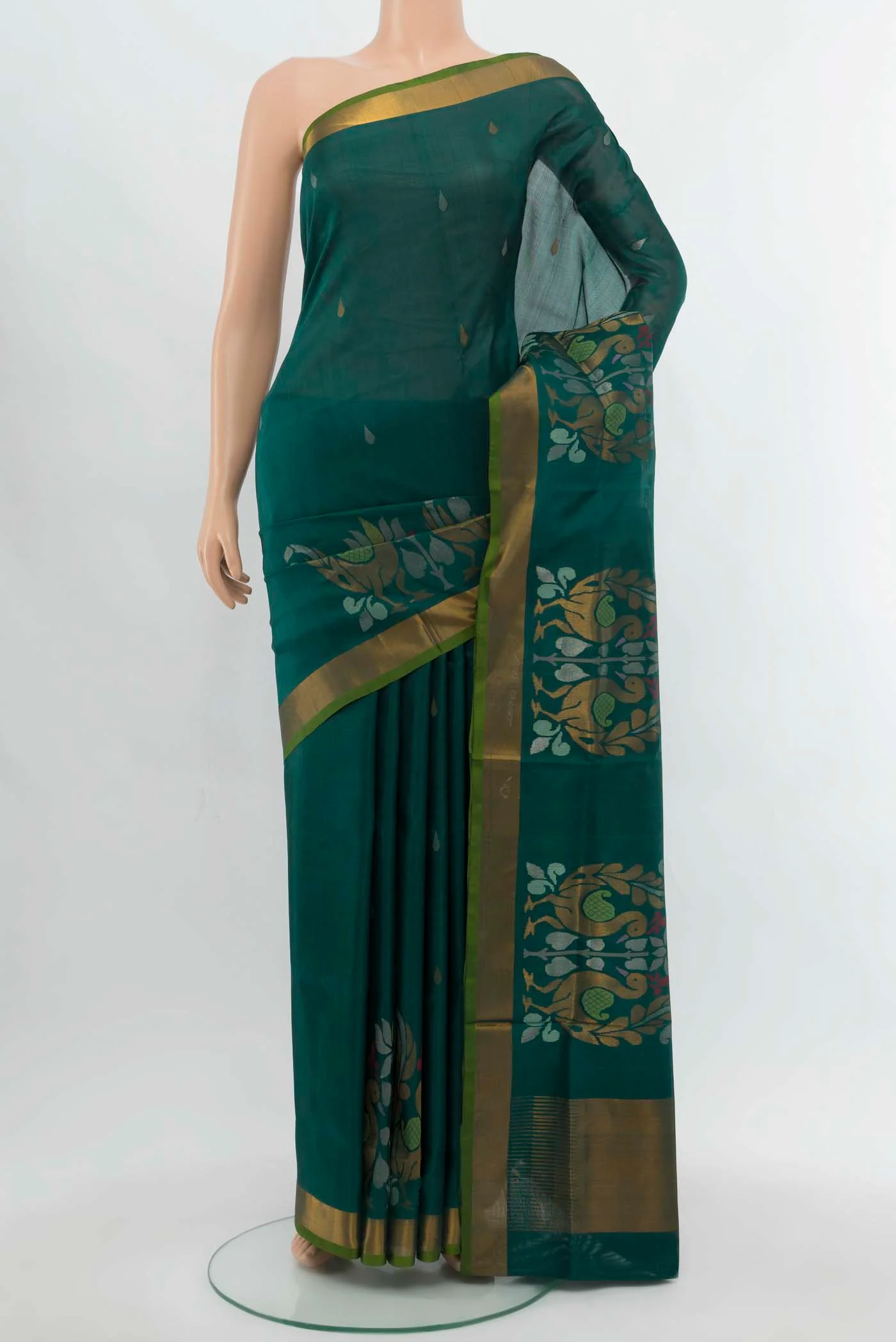 Peacock Blue Uppada Silk Saree