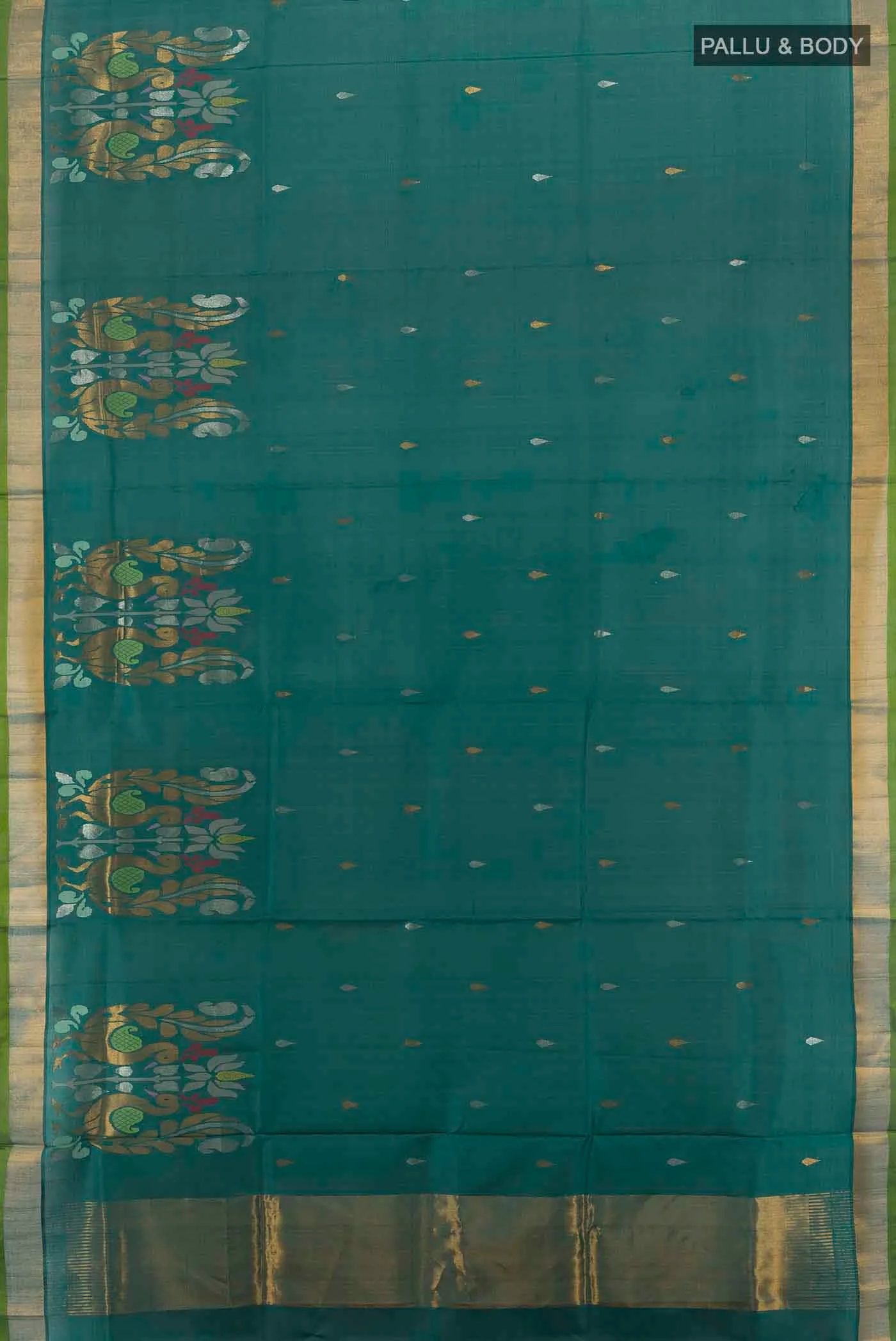 Peacock Blue Uppada Silk Saree - Image 5