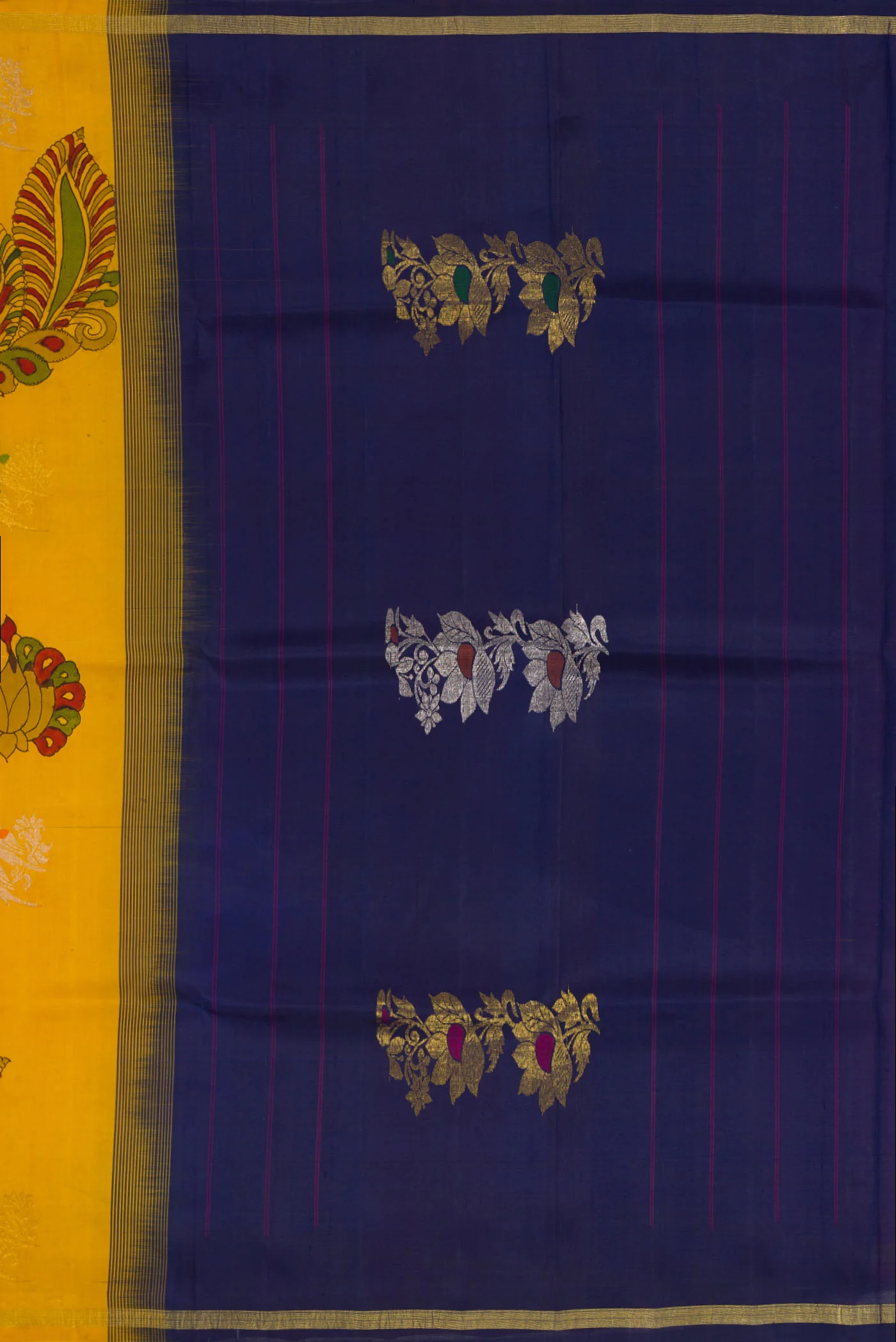 Pink and Mastard Color Kanjivaram Silk Saree - Image 7
