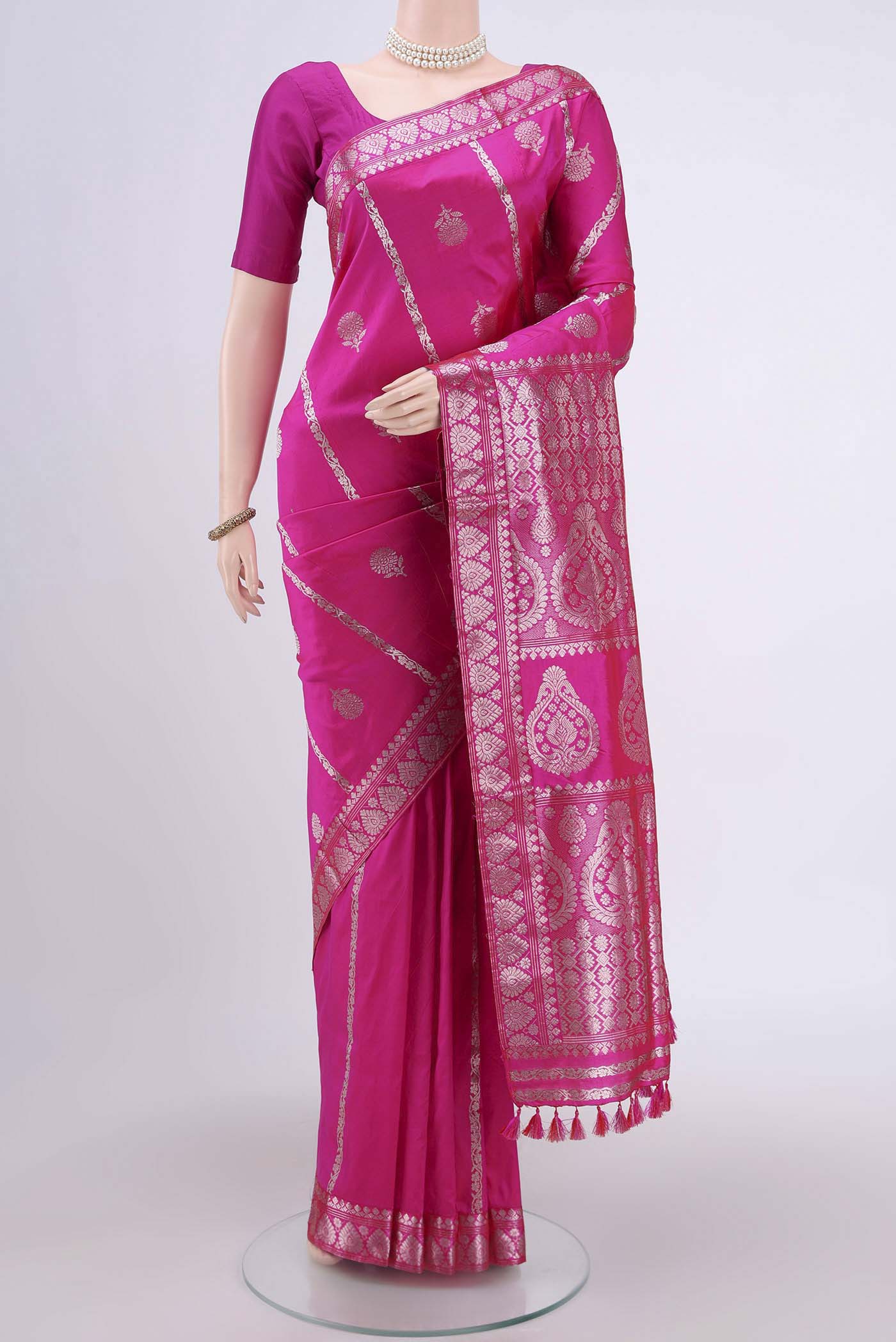 Rani Pink Assam Silk Saree