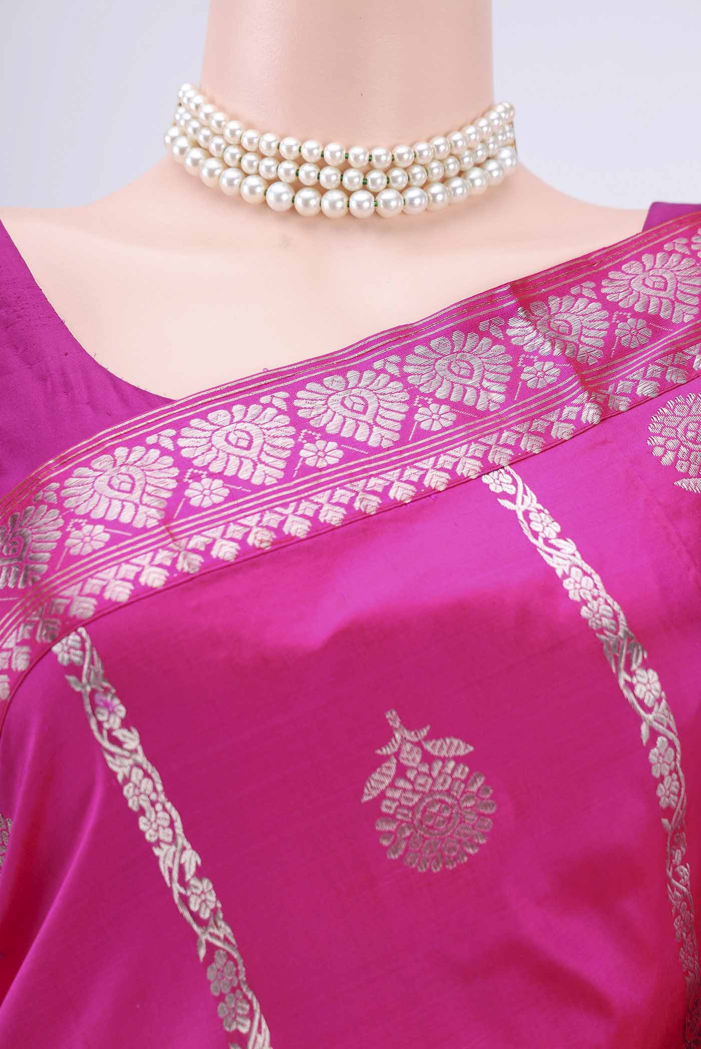 Rani Pink Assam Silk Saree - Image 2