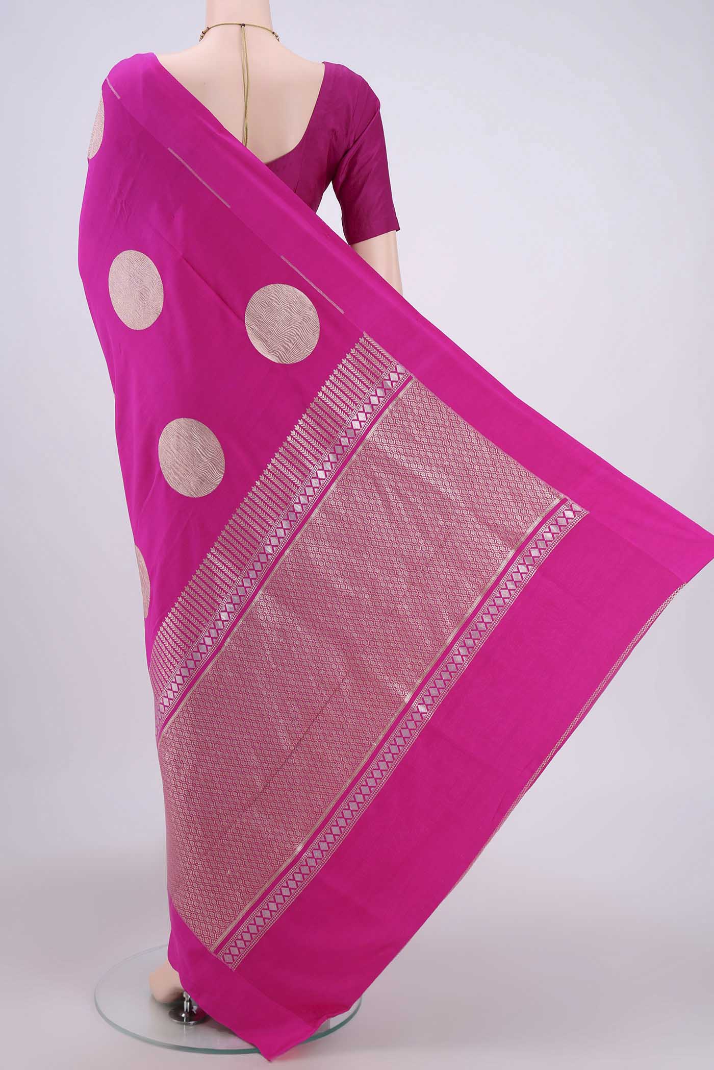 Rani Pink Banarasi Saree - Image 3