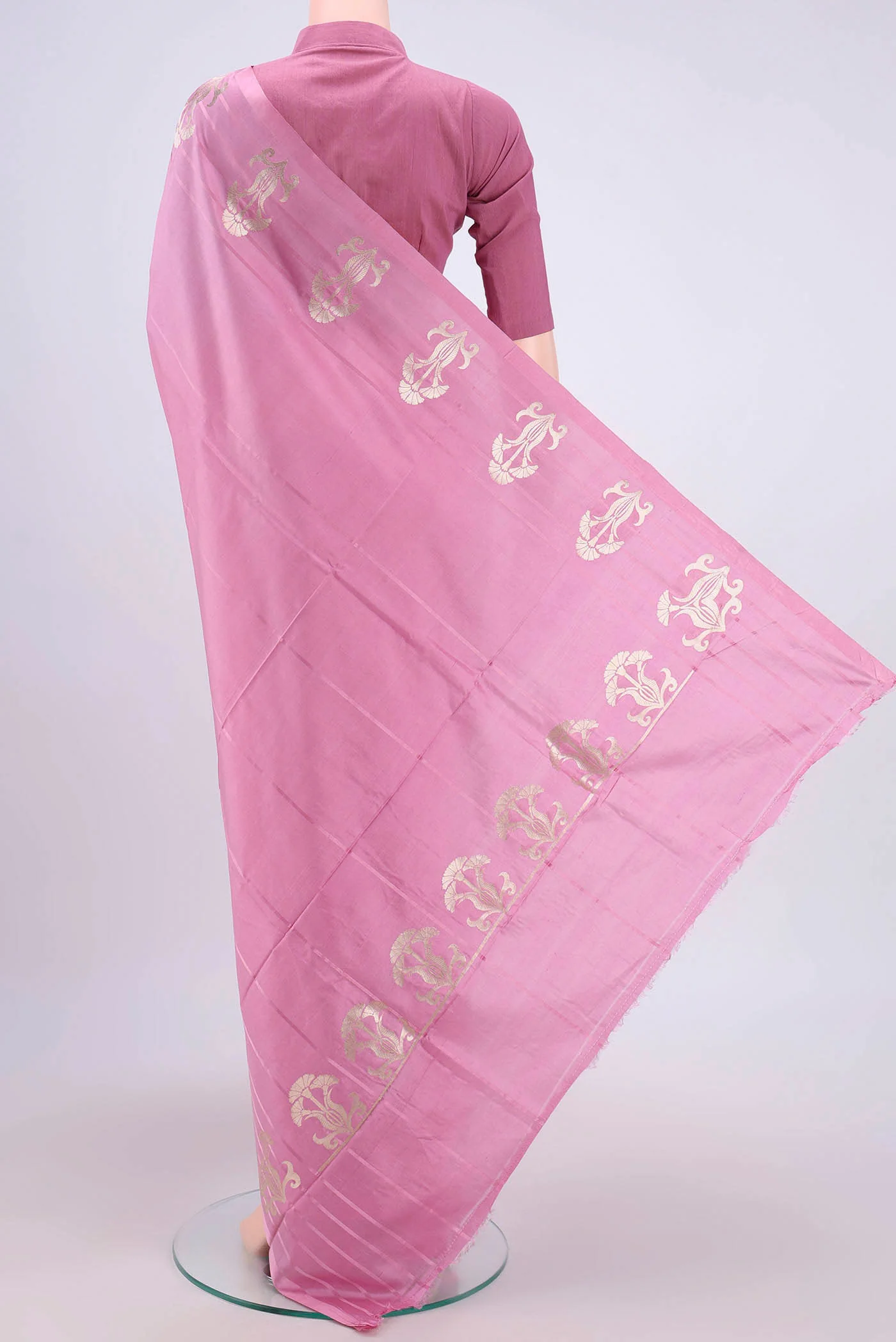 Lavender Banarasi Katan Silk Saree - Image 3