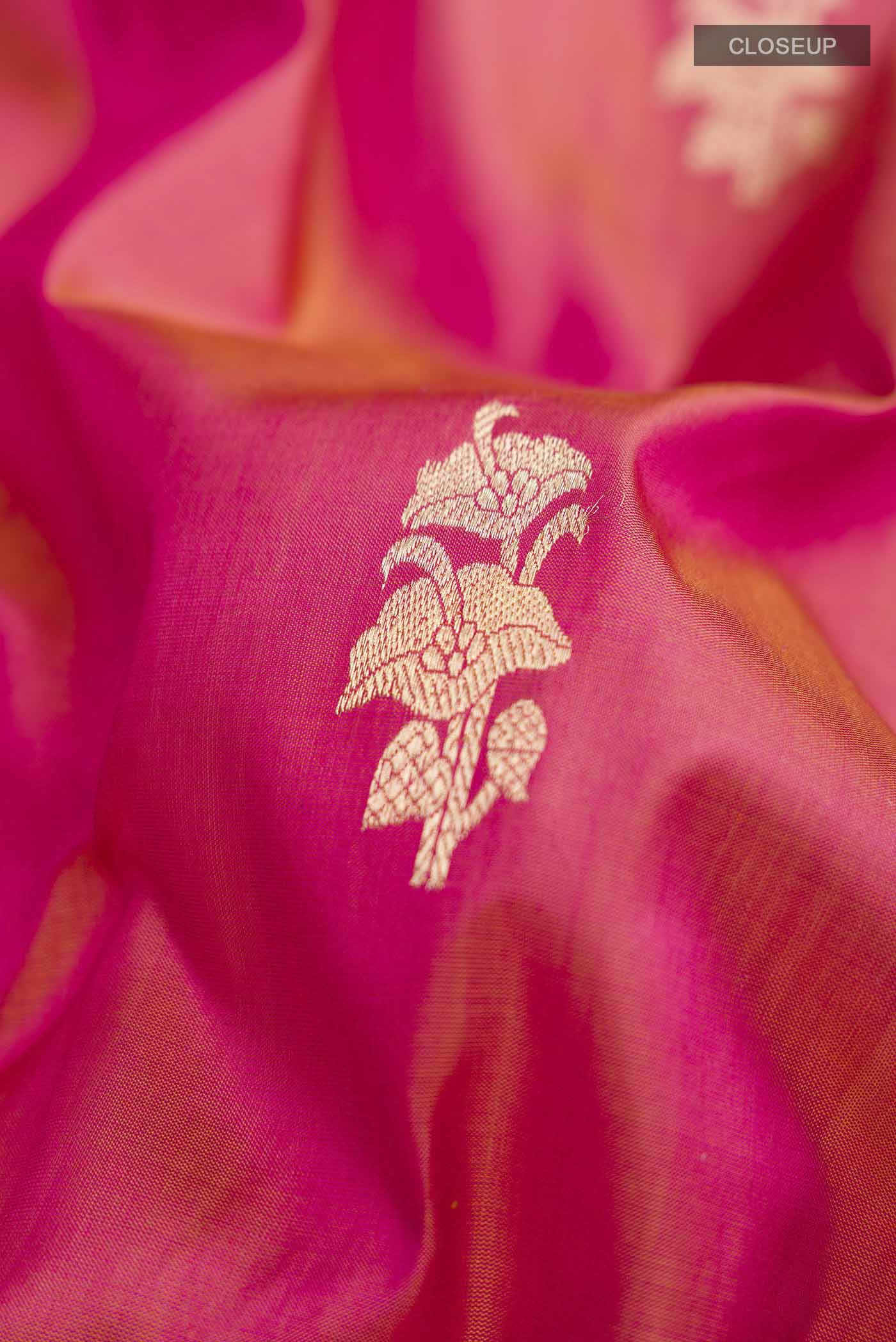 Pink Banarasi Katan Silk Saree - Image 2