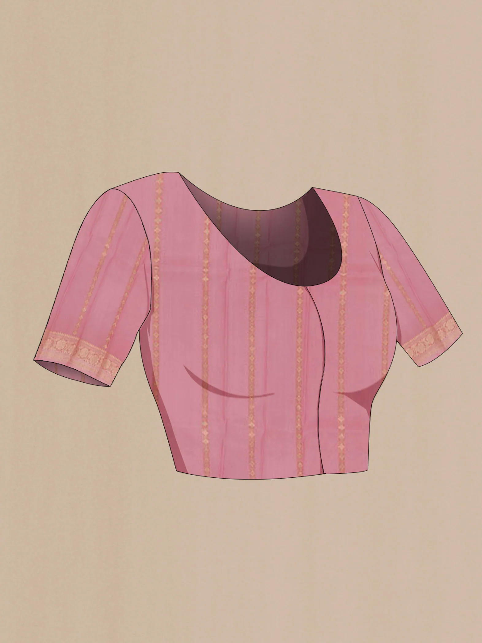 Rose Gold Banarasi Kora Silk Saree - Image 2